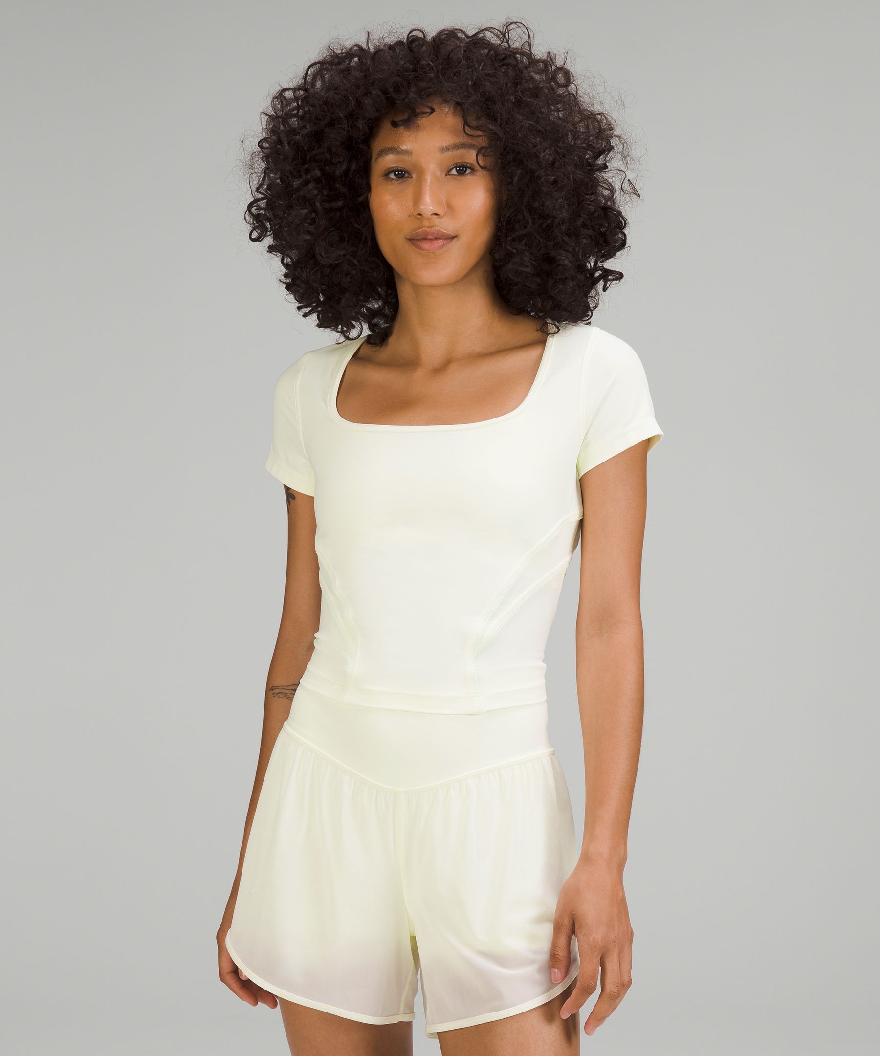 Square Neck Mesh and Nulu Yoga T-Shirt