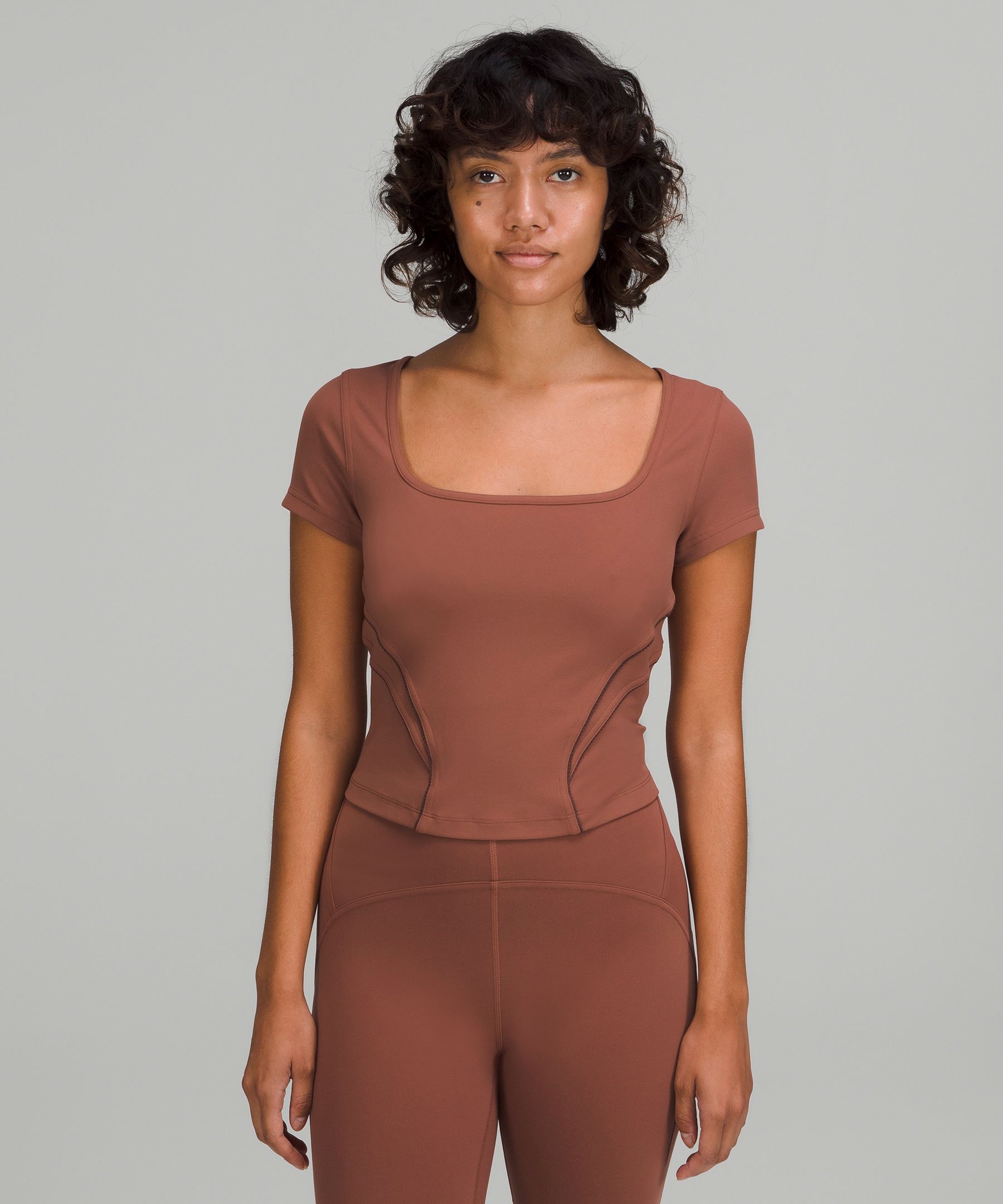 Square Neck Mesh and Nulu Yoga T-Shirt