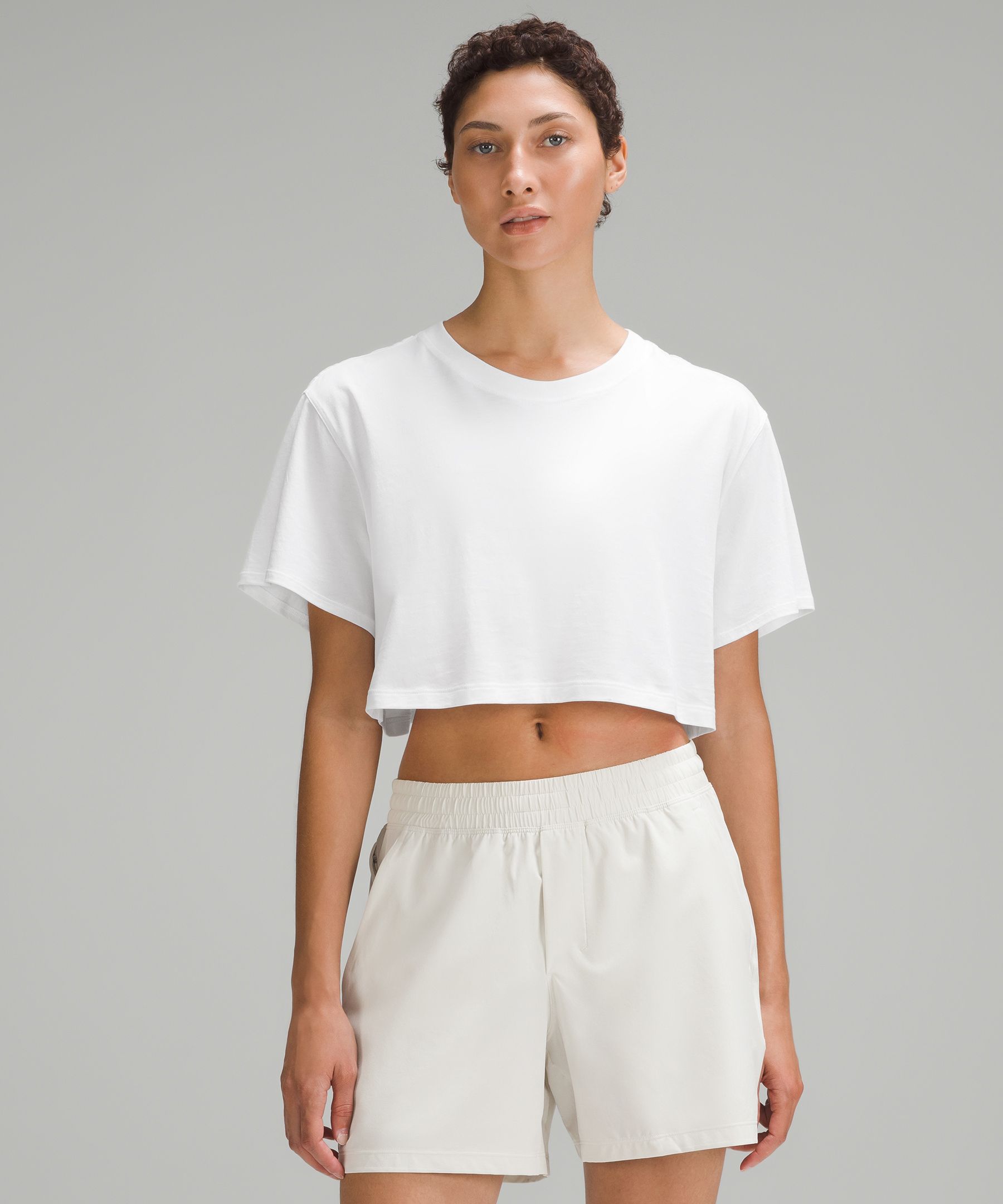 Loose Boxy White Short Sleeve Crop Top / Made in USA