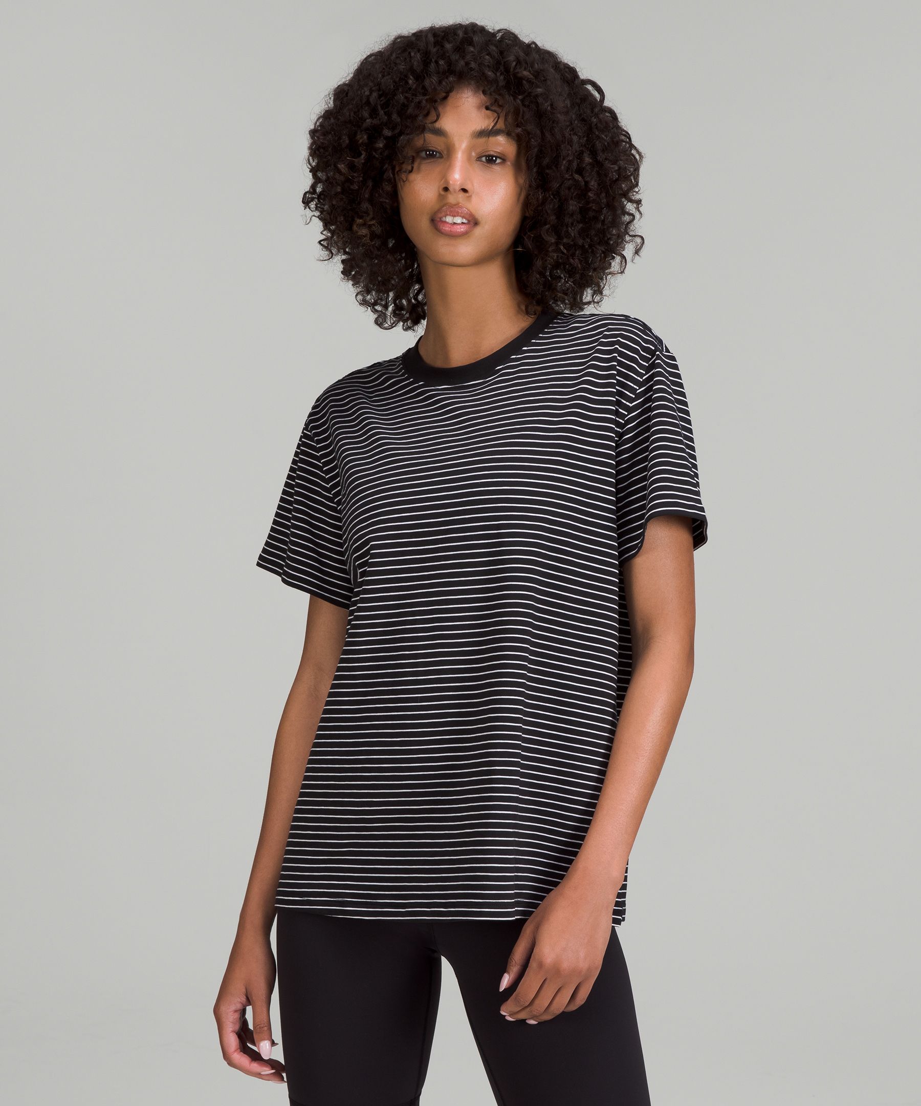 Lululemon All Yours Cotton T-shirt In Parallel Stripe Black White