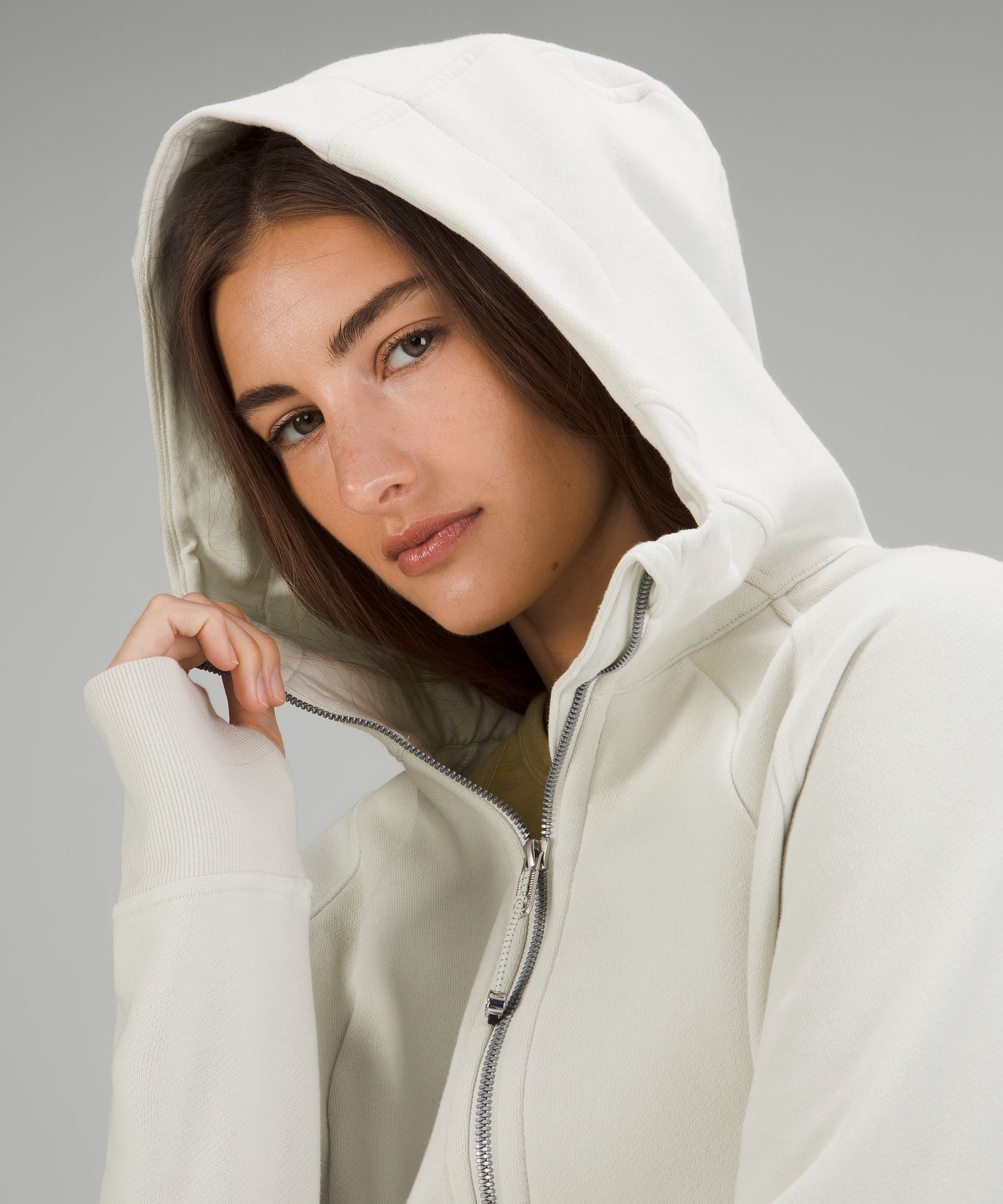 Shop Lululemon Scuba Full-zip Cropped Hoodie