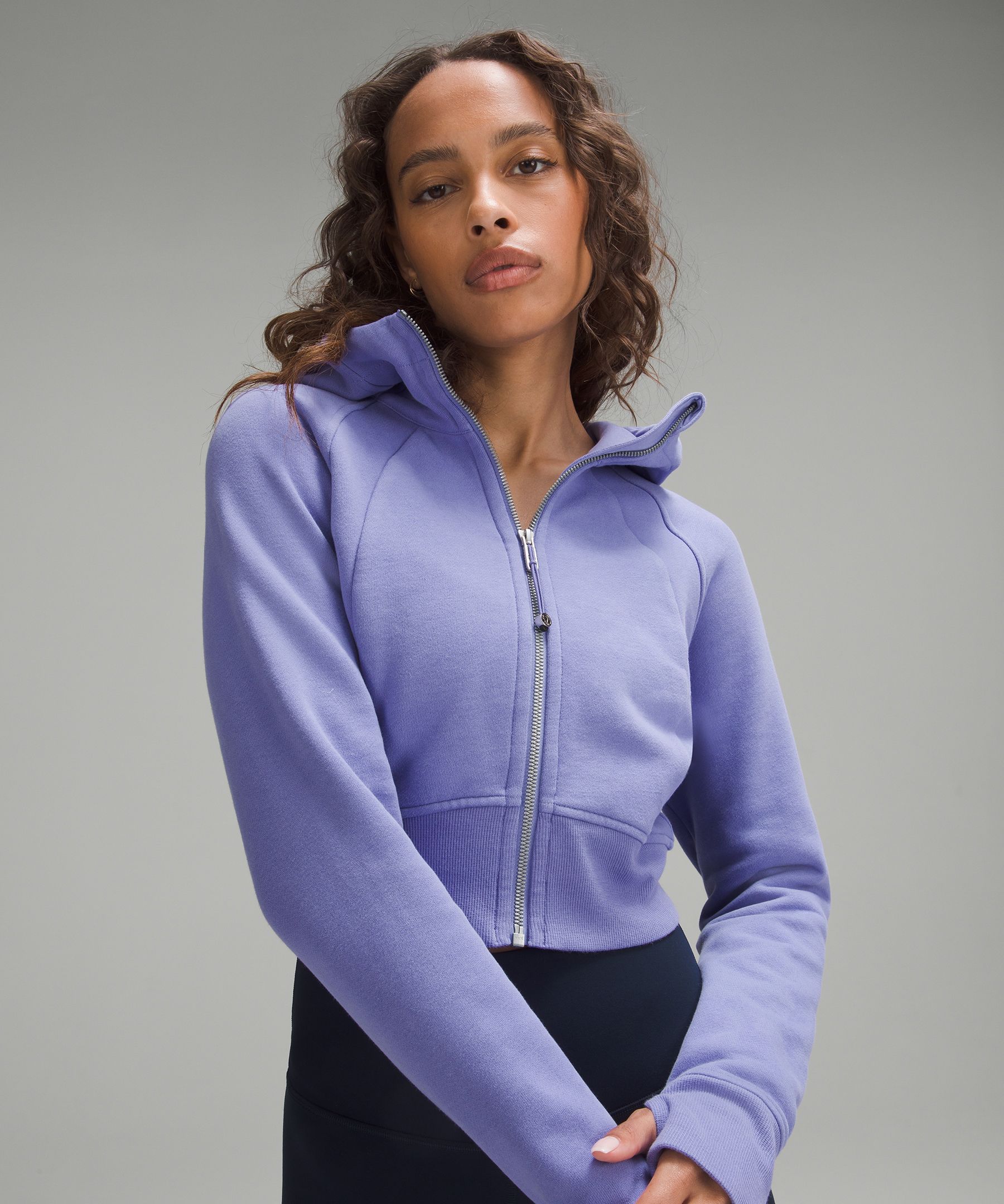 Lululemon Scuba Full-Zip Cropped Hoodie Powder Blue Sz 10