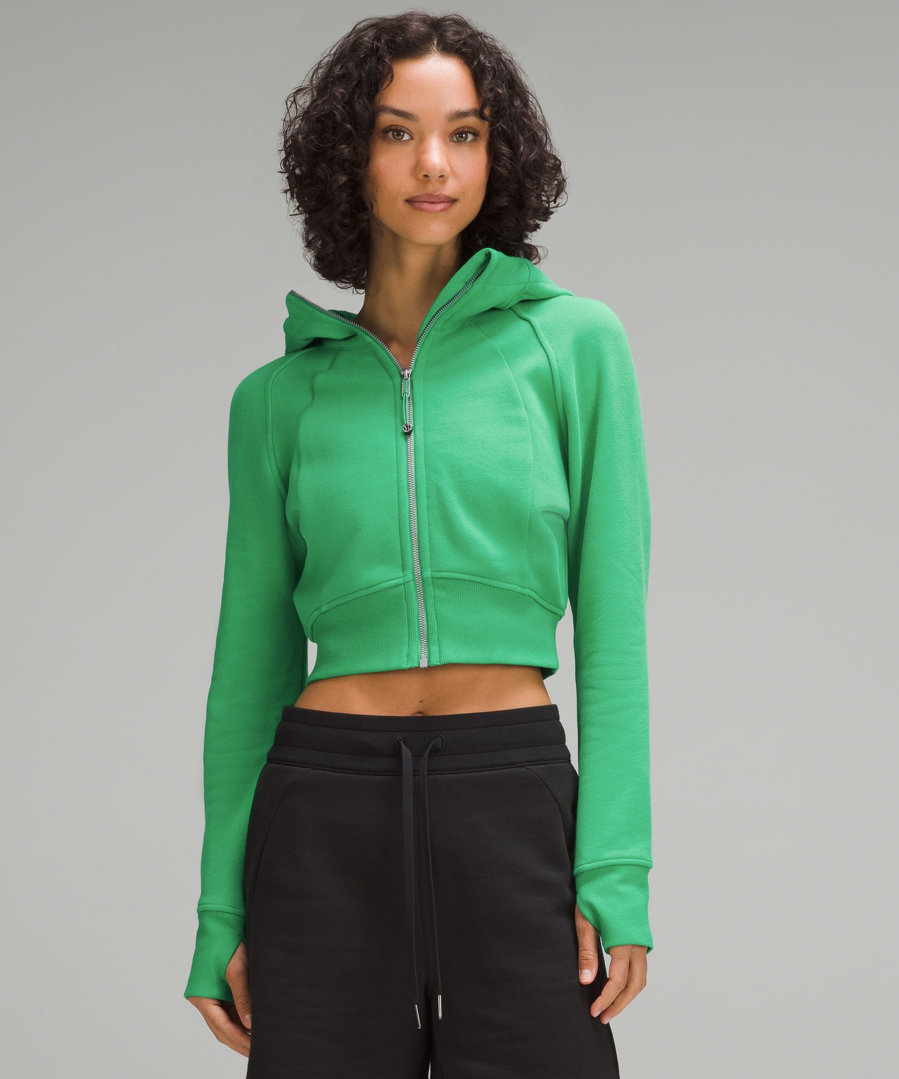 Shop Lululemon Scuba Full-zip Cropped Hoodie