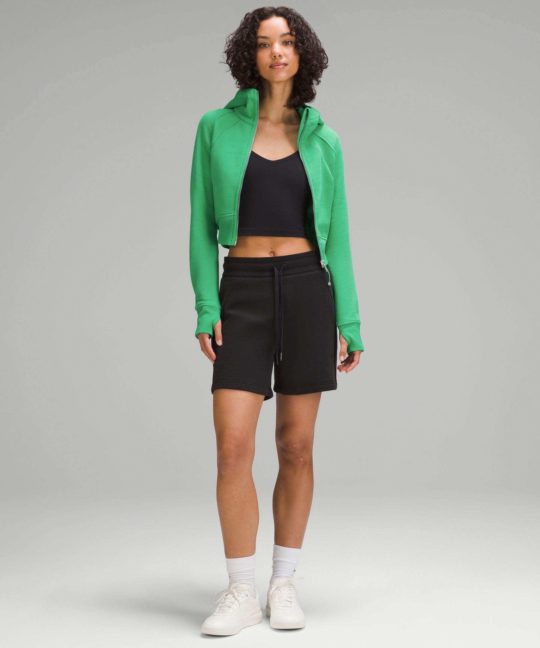 Shop Lululemon Scuba Full-zip Cropped Hoodie