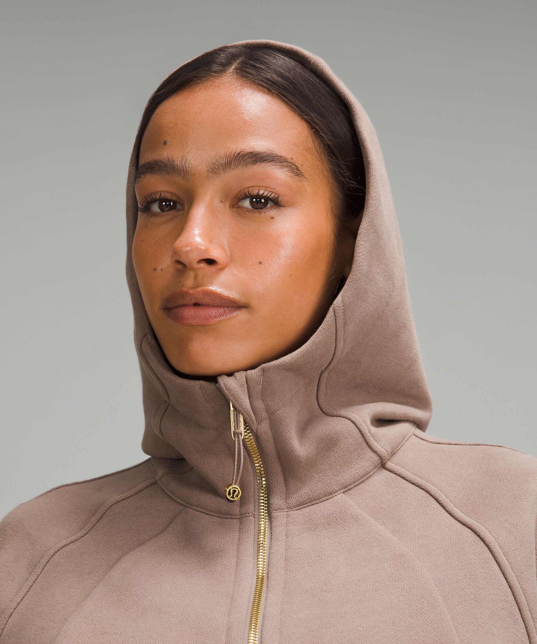 Shop Lululemon Scuba Full-zip Cropped Hoodie