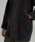 Kragenlose Jacke aus strukturiertem Fleece mit Reißverschluss