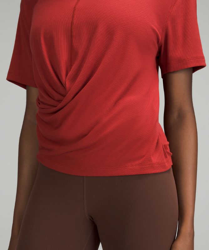 Wendbares T-Shirt aus geripptem Modal-Material mit Seidengemisch