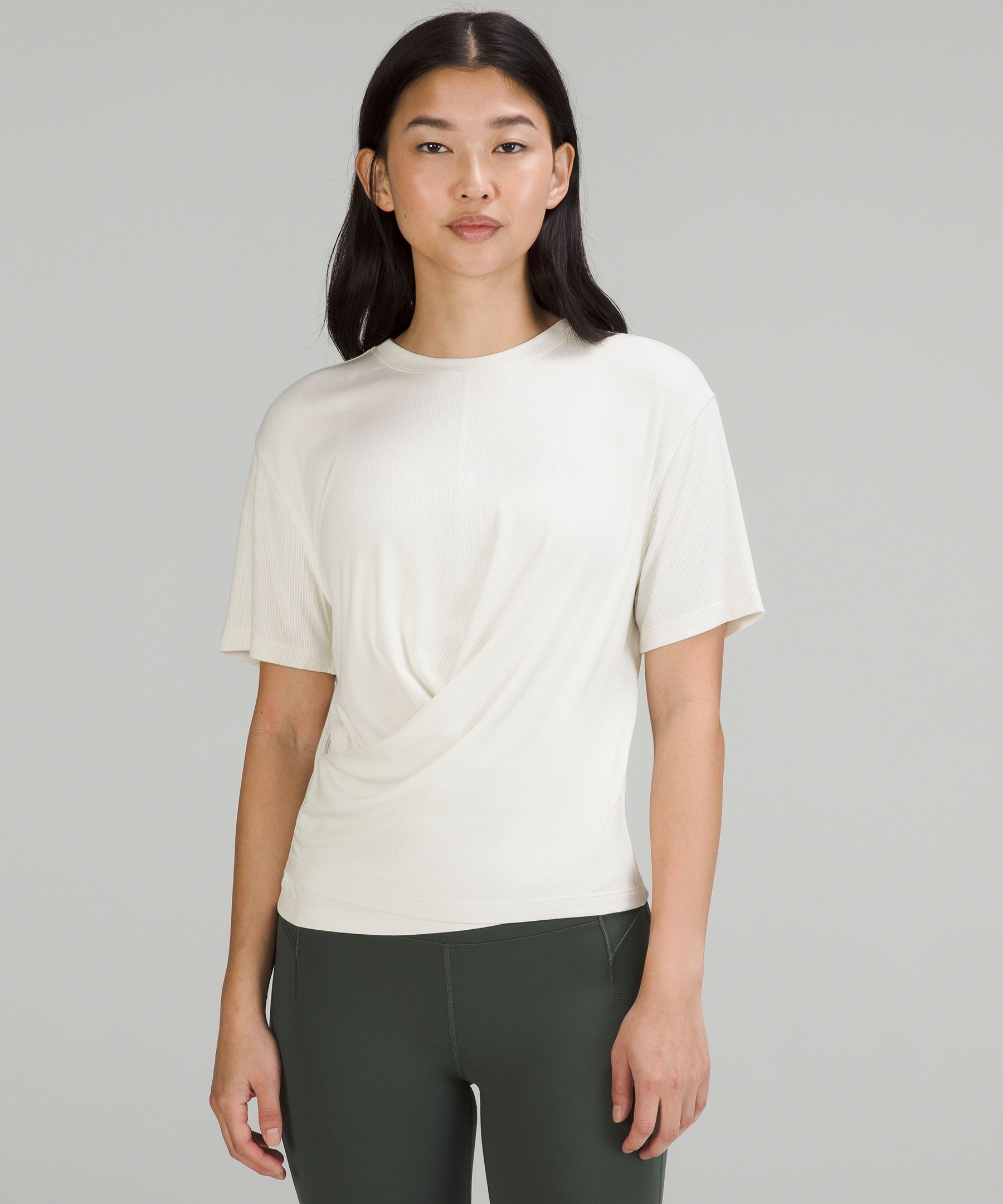 Ribbed Modal-Silk Blend Reversible T-Shirt