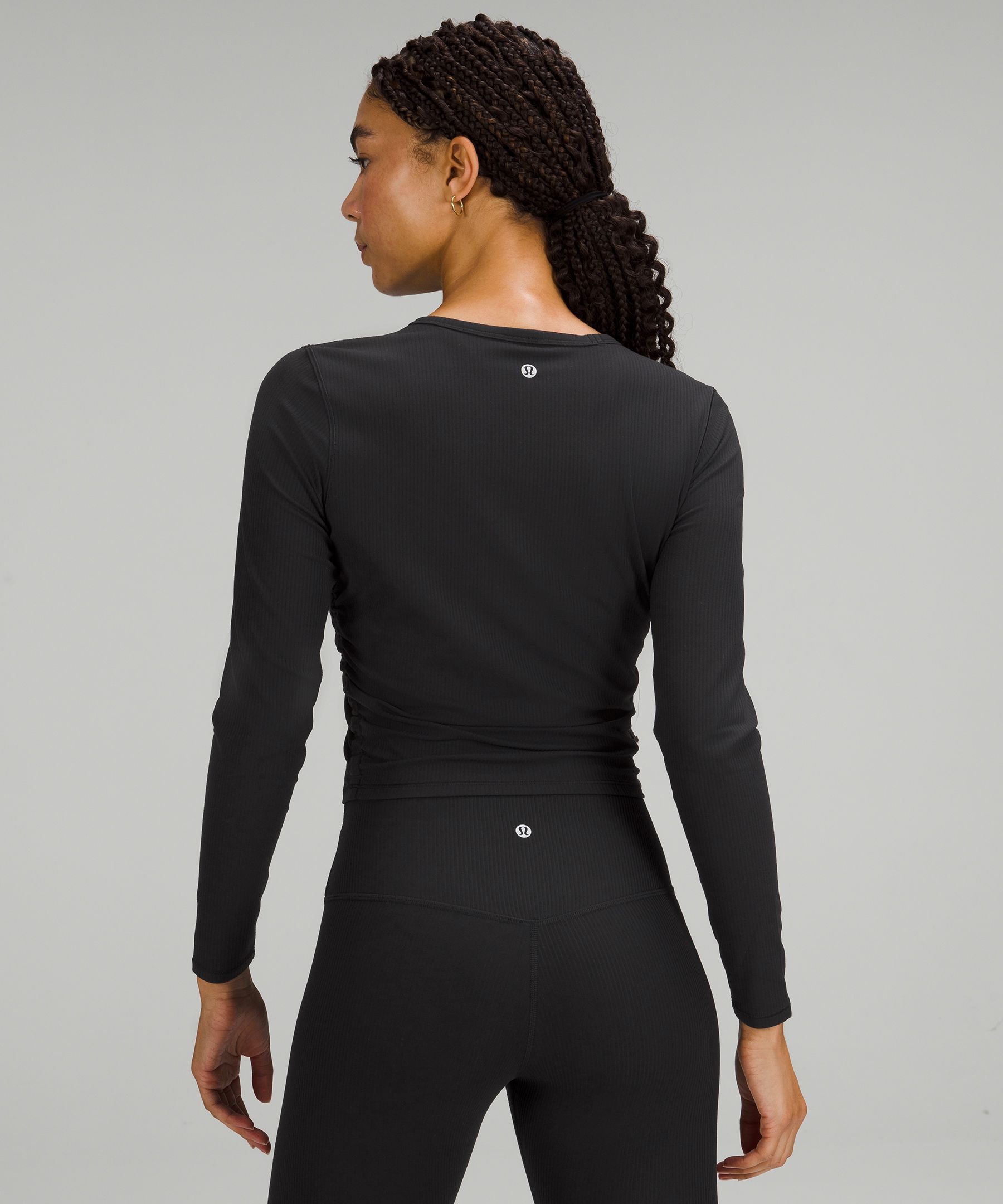 Mama  Lululemon Kitsilano Black White Long Sleeve Top