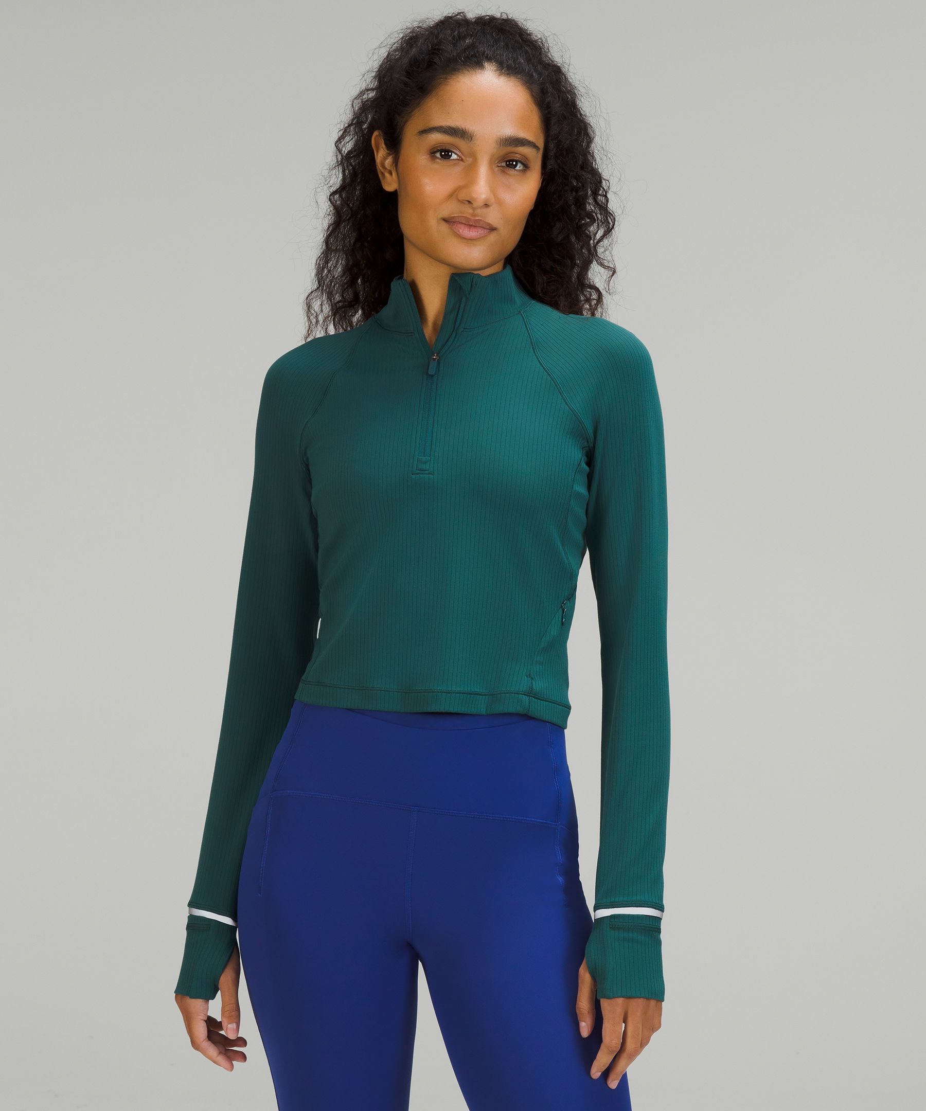 Lululemon It's Rulu Run Cropped Half Zip Ribbed