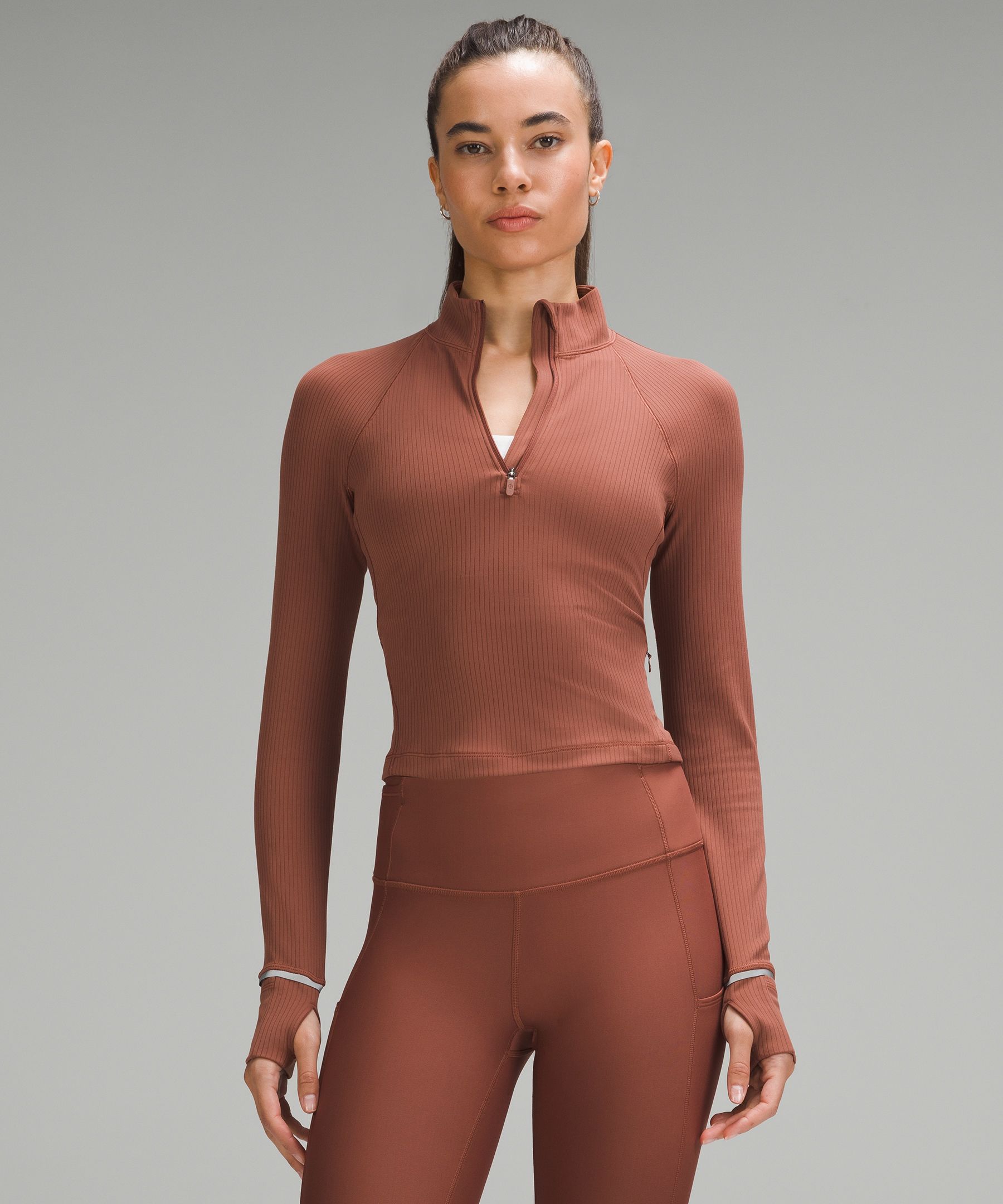 It's Rulu™ Run Ribbed Cropped Half top Zip special edition