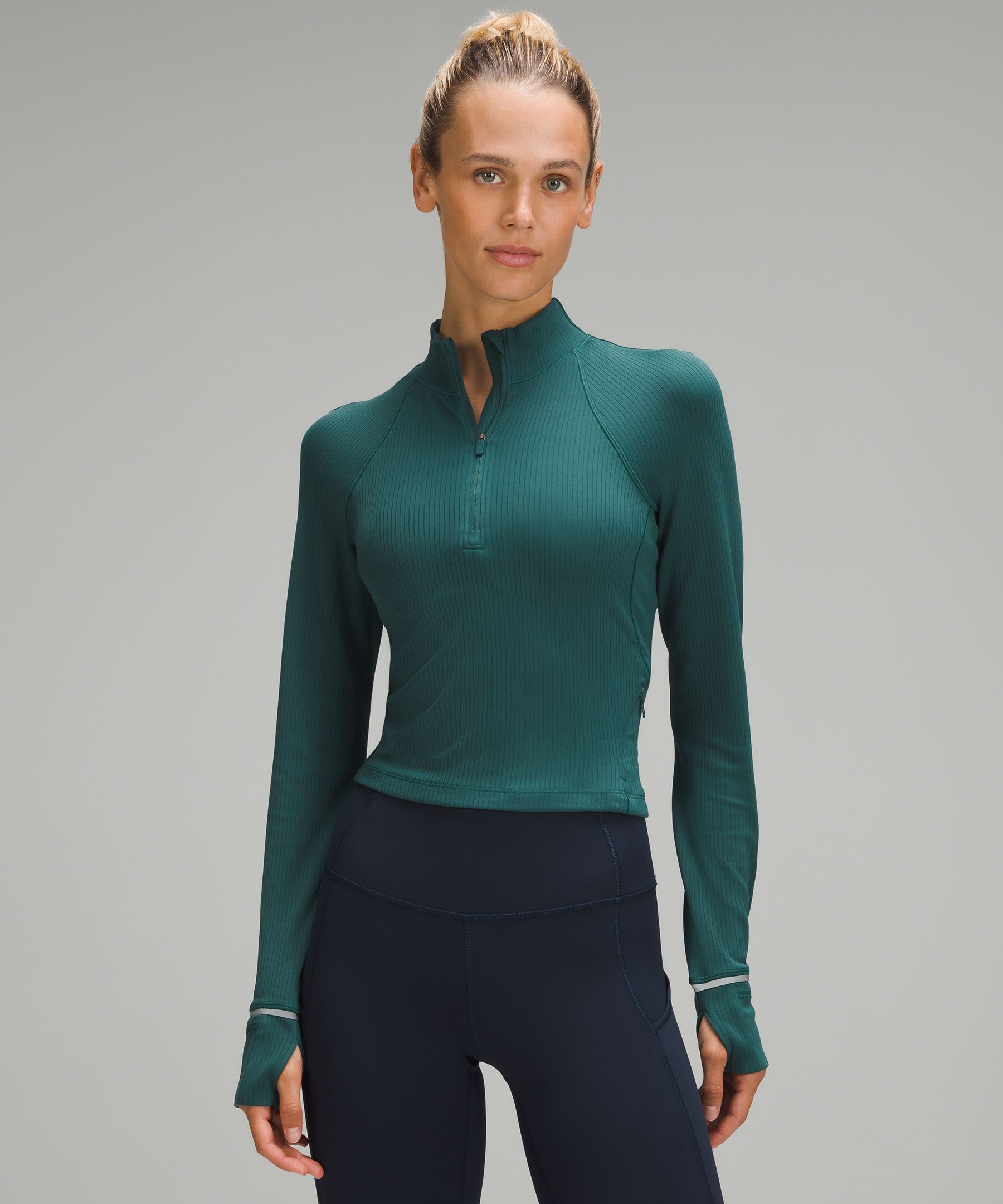 It's Rulu Cropped Half Zip, Long Sleeve Tops