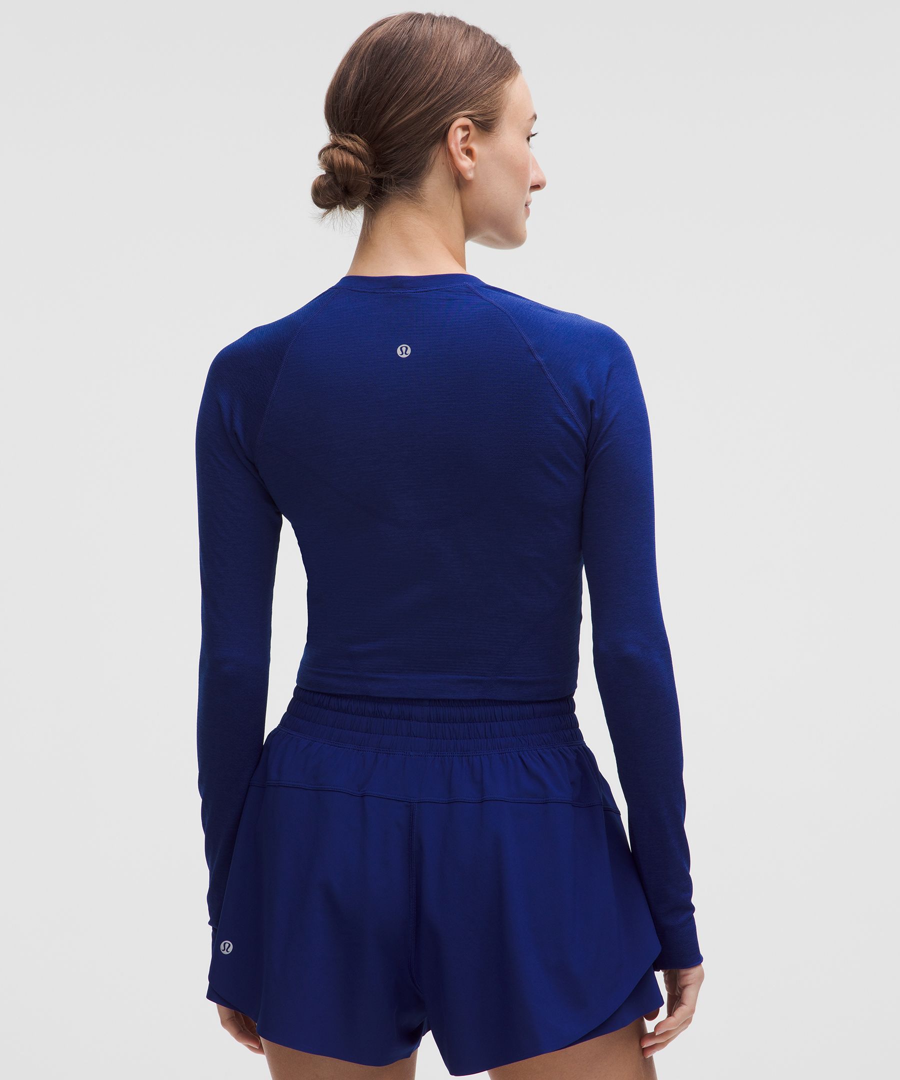 Lululemon Swiftly Tech Cropped Long-sleeve Shirt 2.0 In Blue