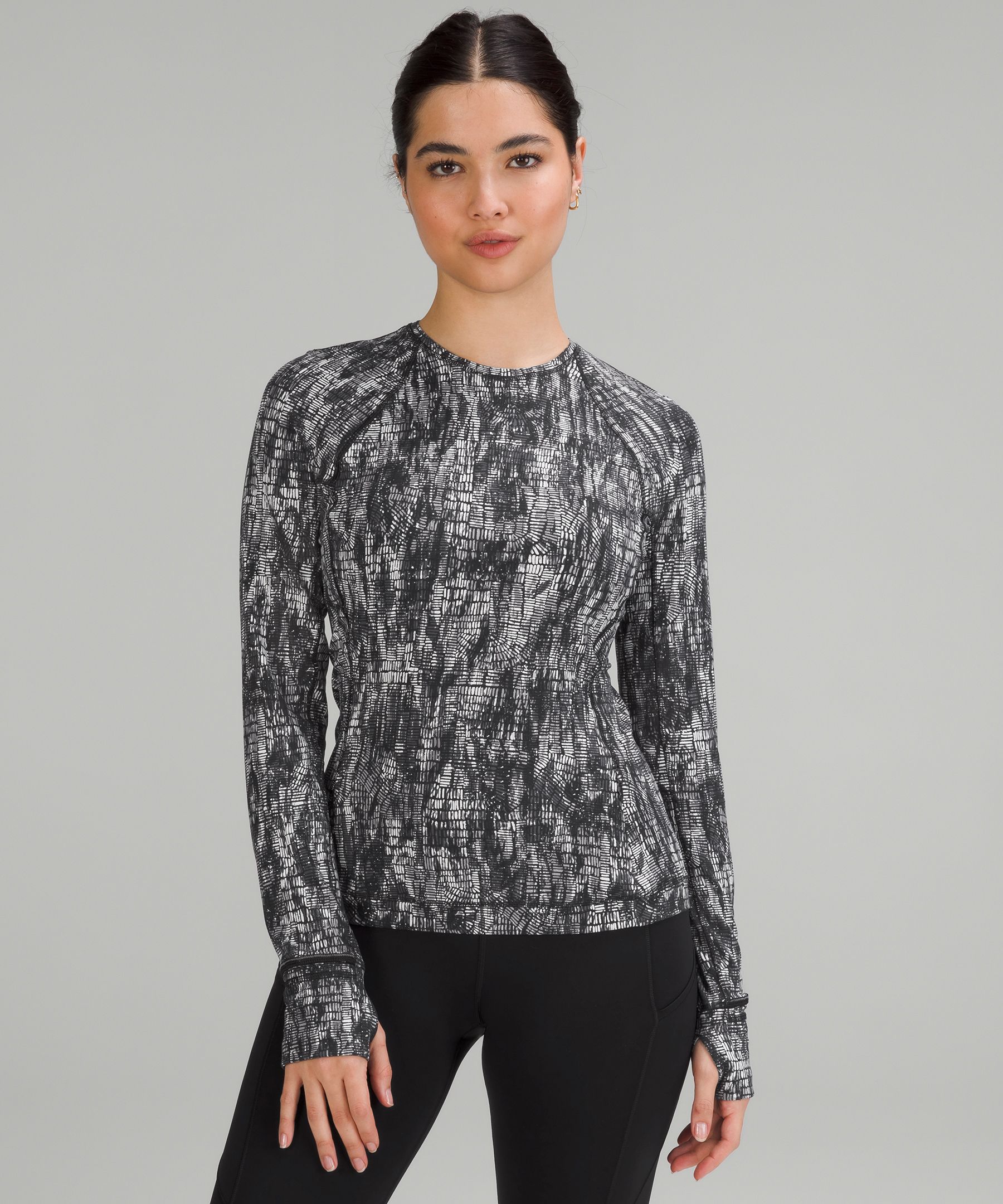 Lululemon Its Rulu Run Long Sleeve Shirt Data Rush Mini Jacquard