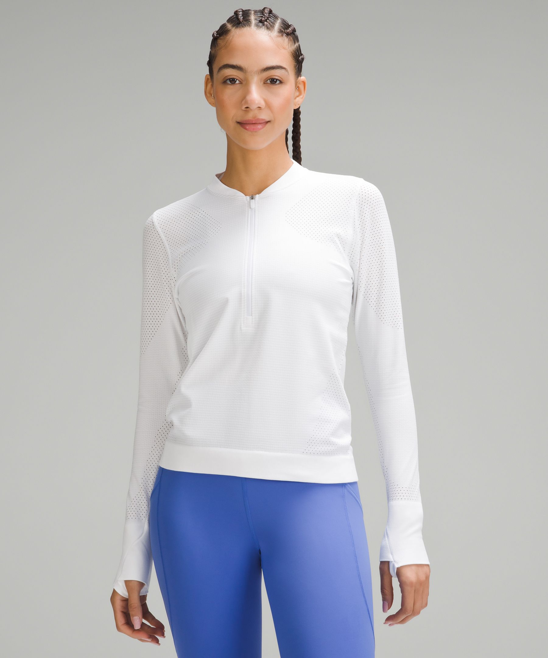 LuLuLemon White Half Zip Active Hoodie Pullover Long Sleeve Shirt Wome -  beyond exchange