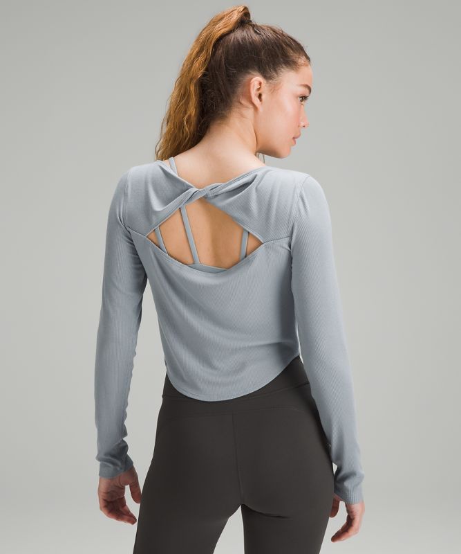 Modal Silk Twist-Back Yoga Long-Sleeve Shirt
