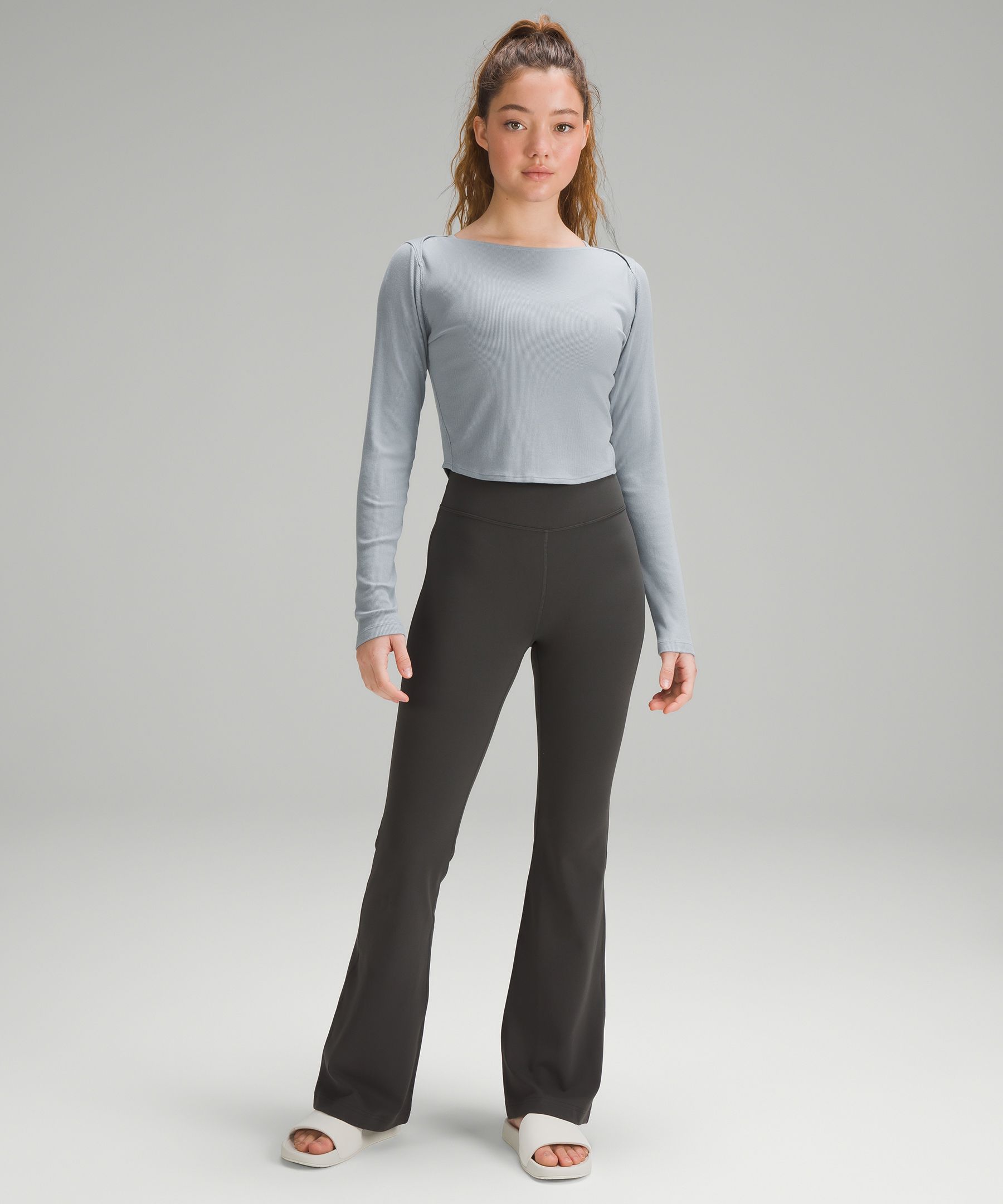Lululemon Ribbed Modal Silk Twist-Back Yoga Long Sleeve Shirt