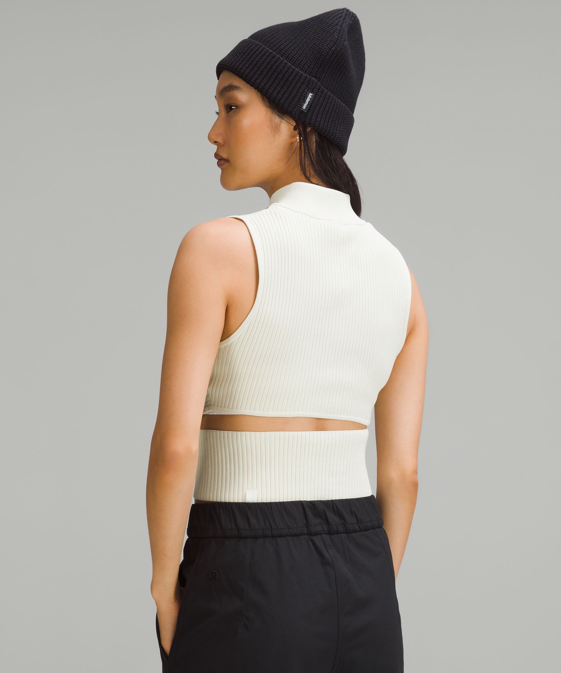 Shop Lululemon Open Back Half-zip Sweater