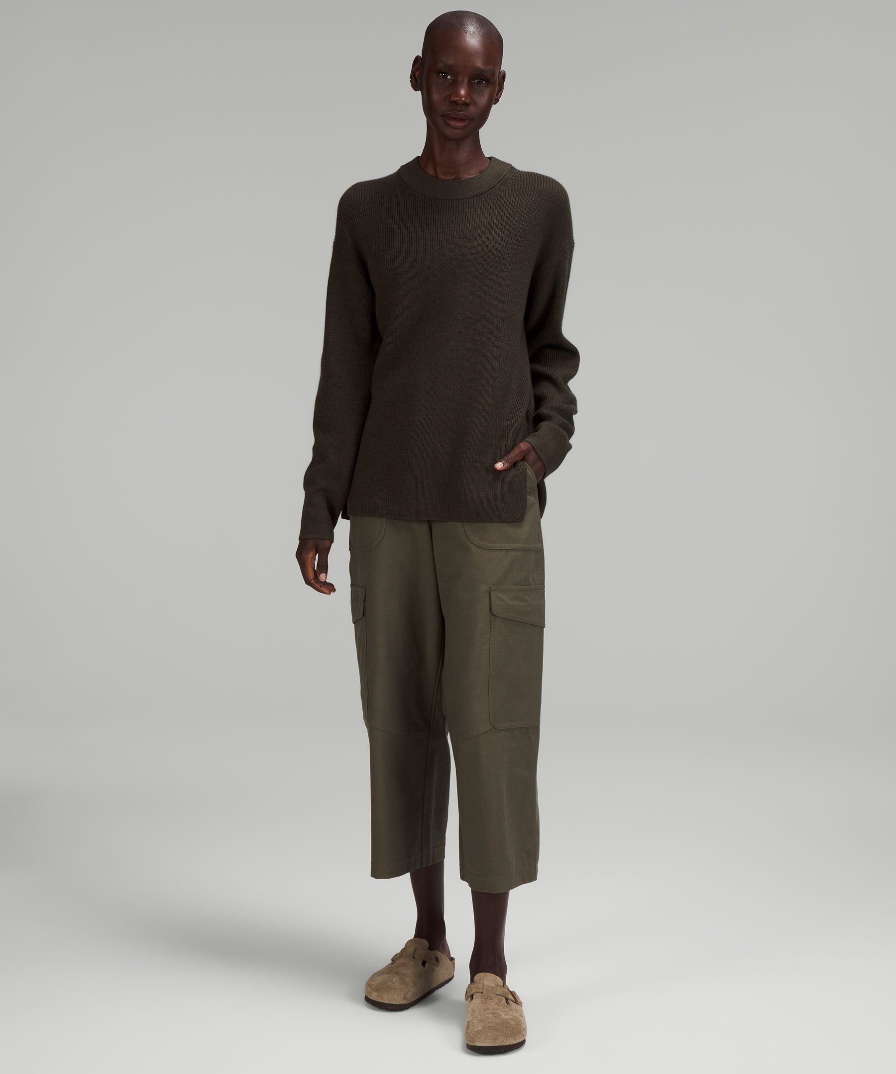 メリノウールブレンド リブクルーネックセーター | セーター