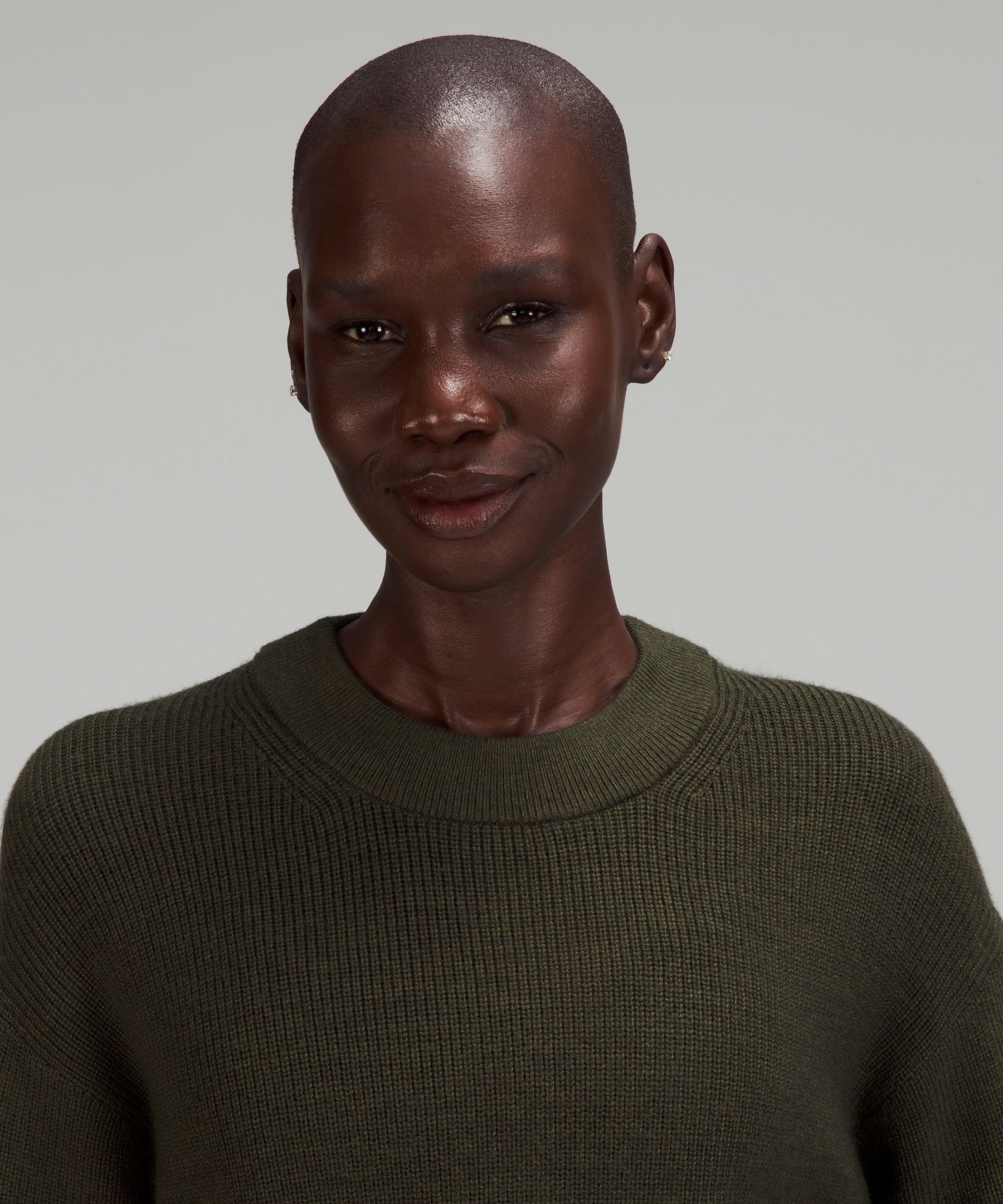 Merino Wool-Blend 羅紋圓領毛衣