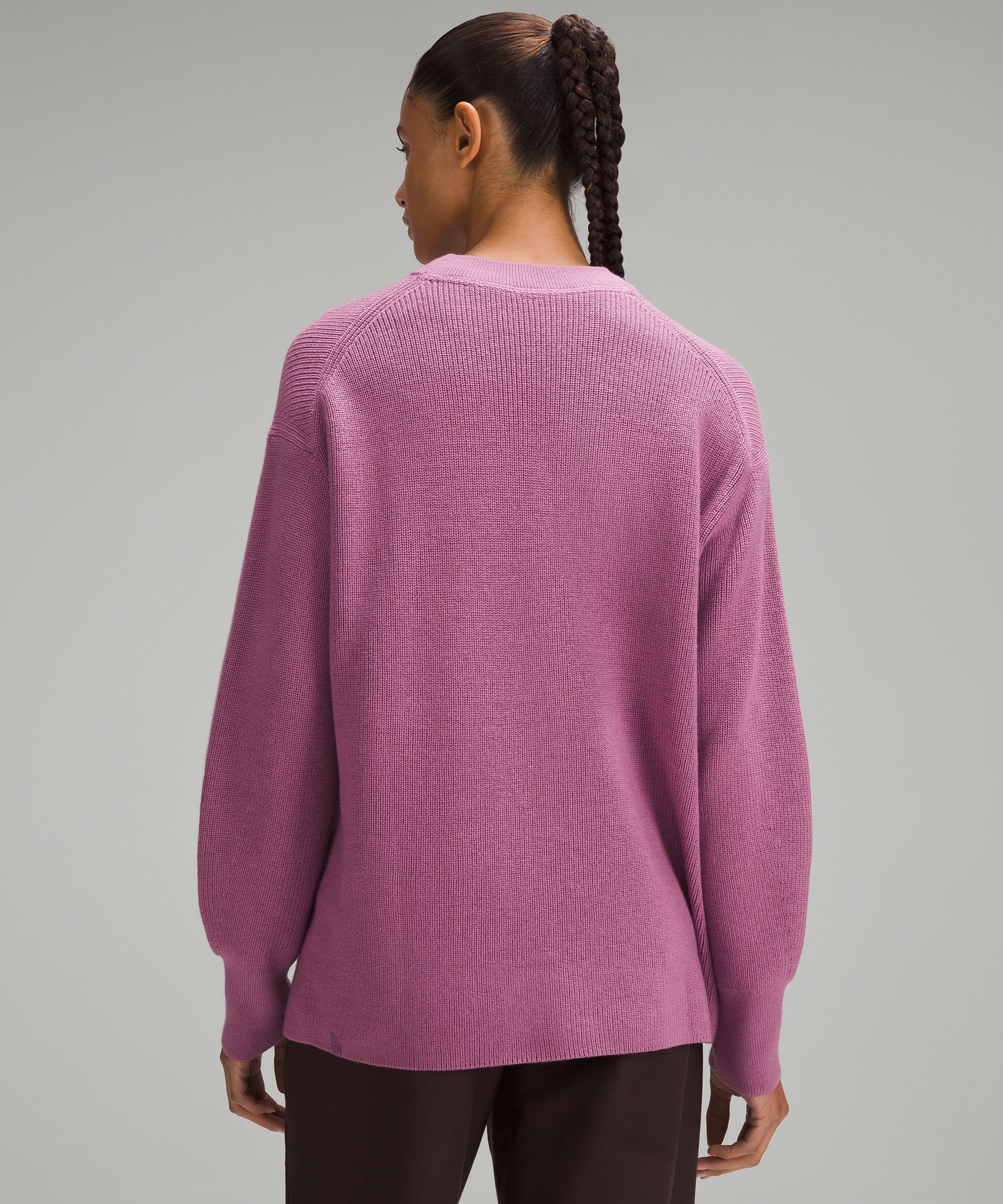 Pink Ribbed Crewneck Sweater