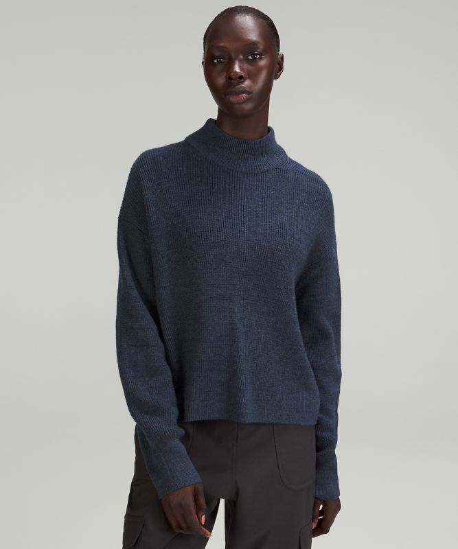 Merino Wool-Blend Ribbed Turtleneck Sweater