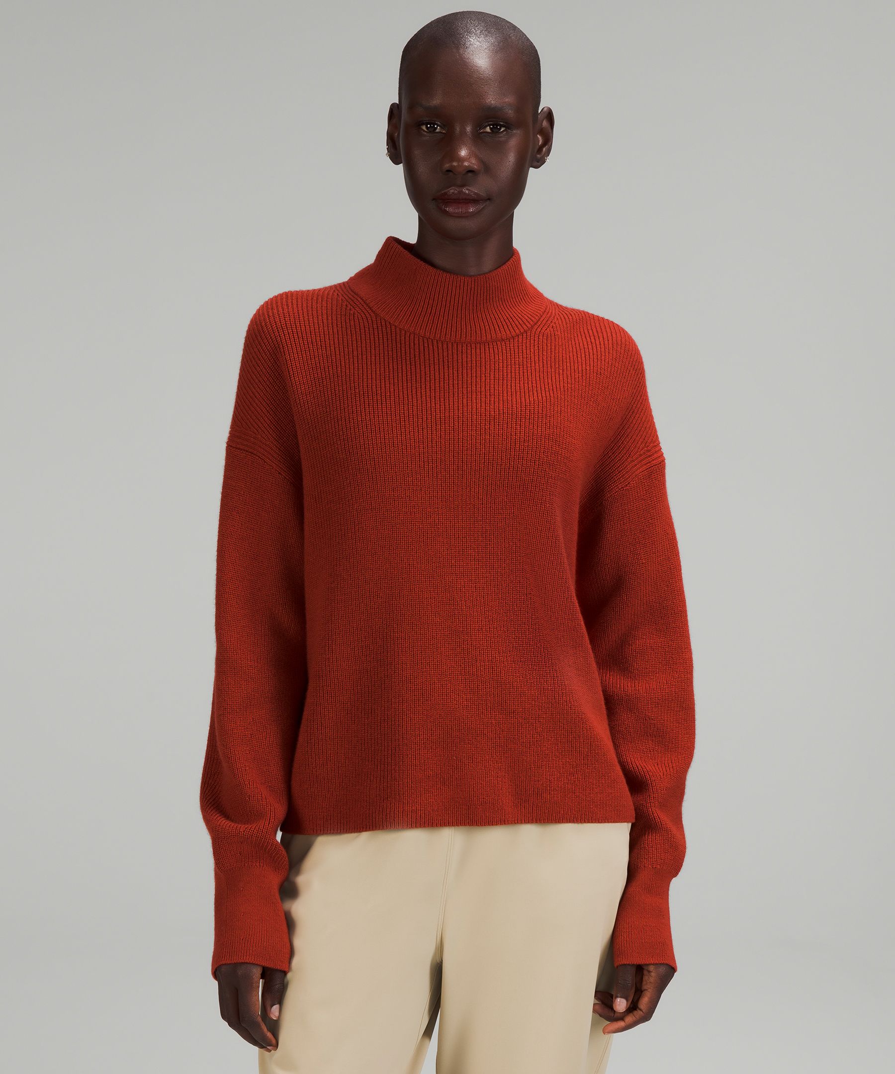 Merino Wool-Blend Ribbed Turtleneck Sweater