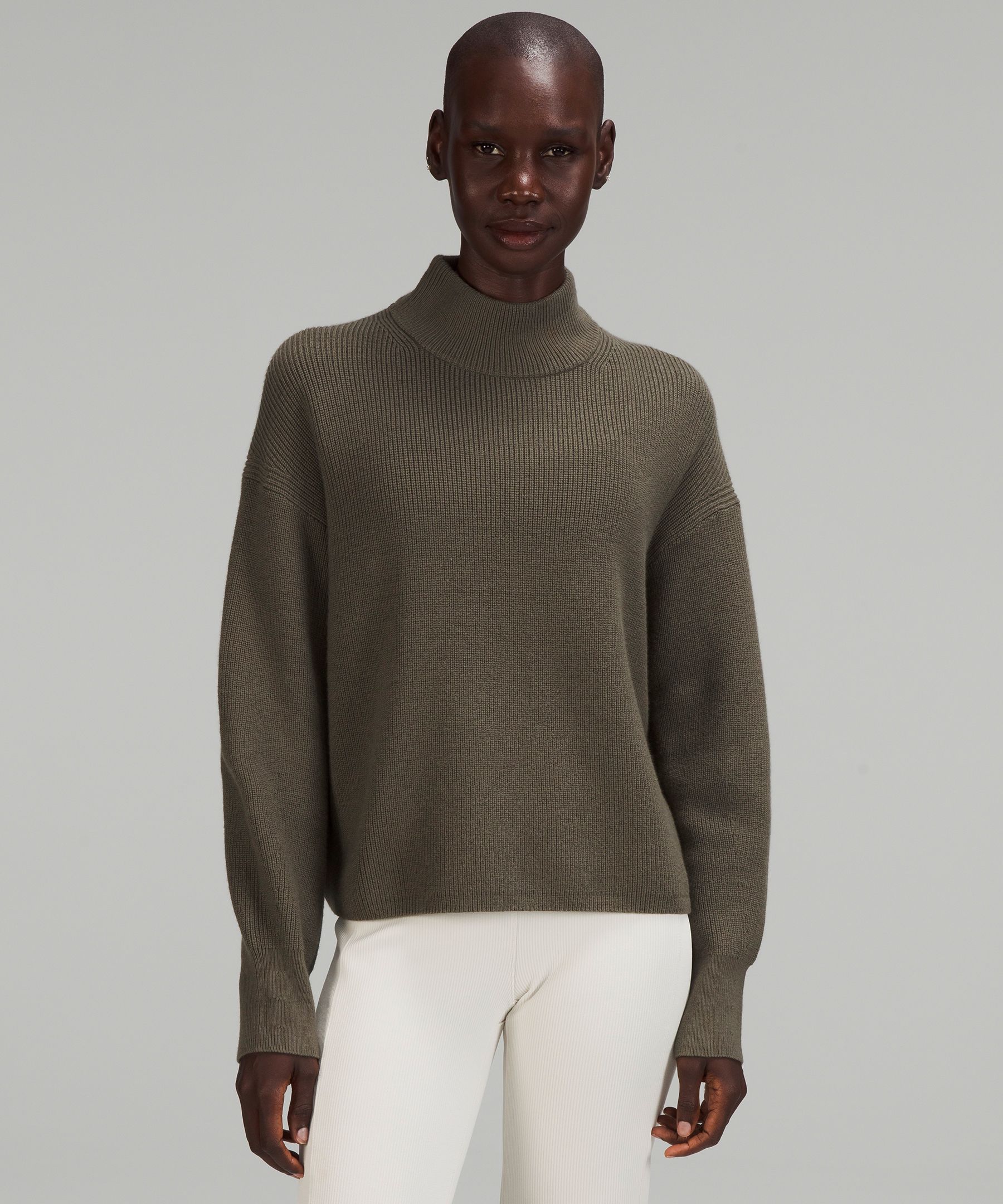 Merino Wool-Blend Ribbed Turtleneck Sweater