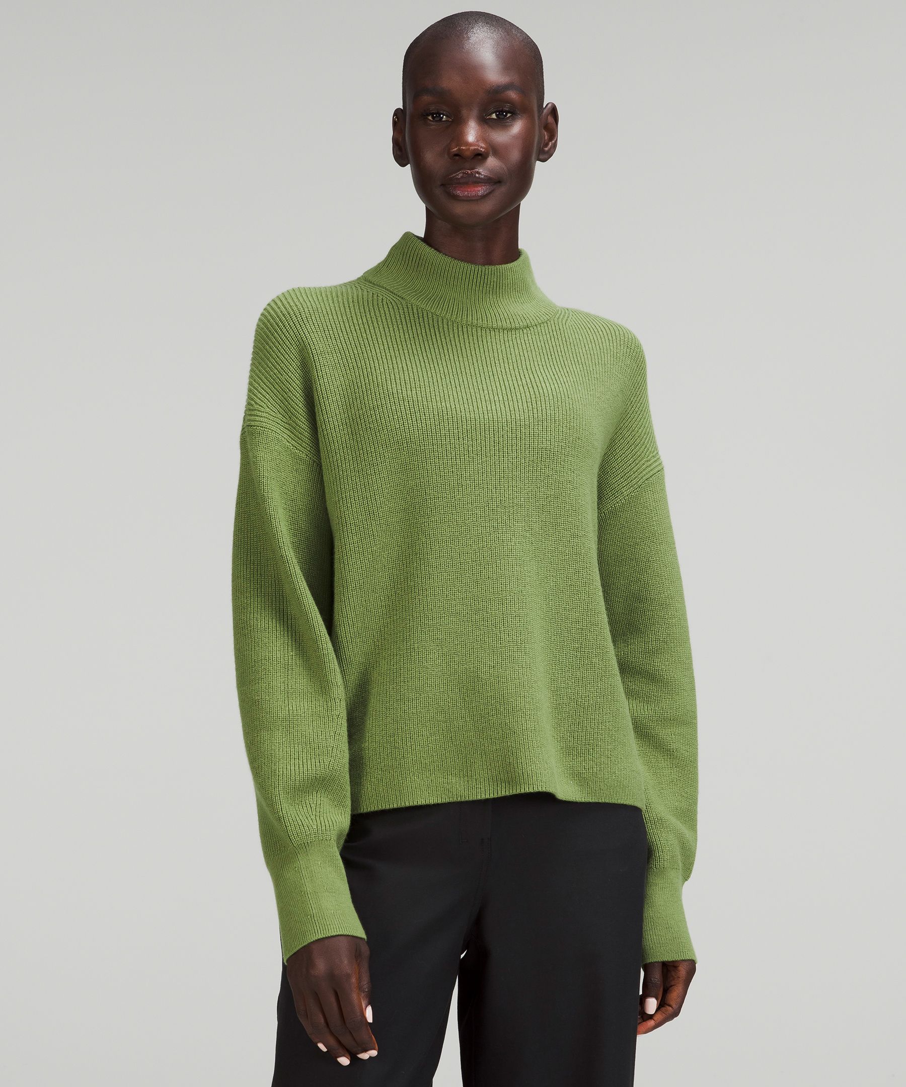 Merino Wool-Blend Ribbed Turtleneck Sweater | Women's Hoodies 