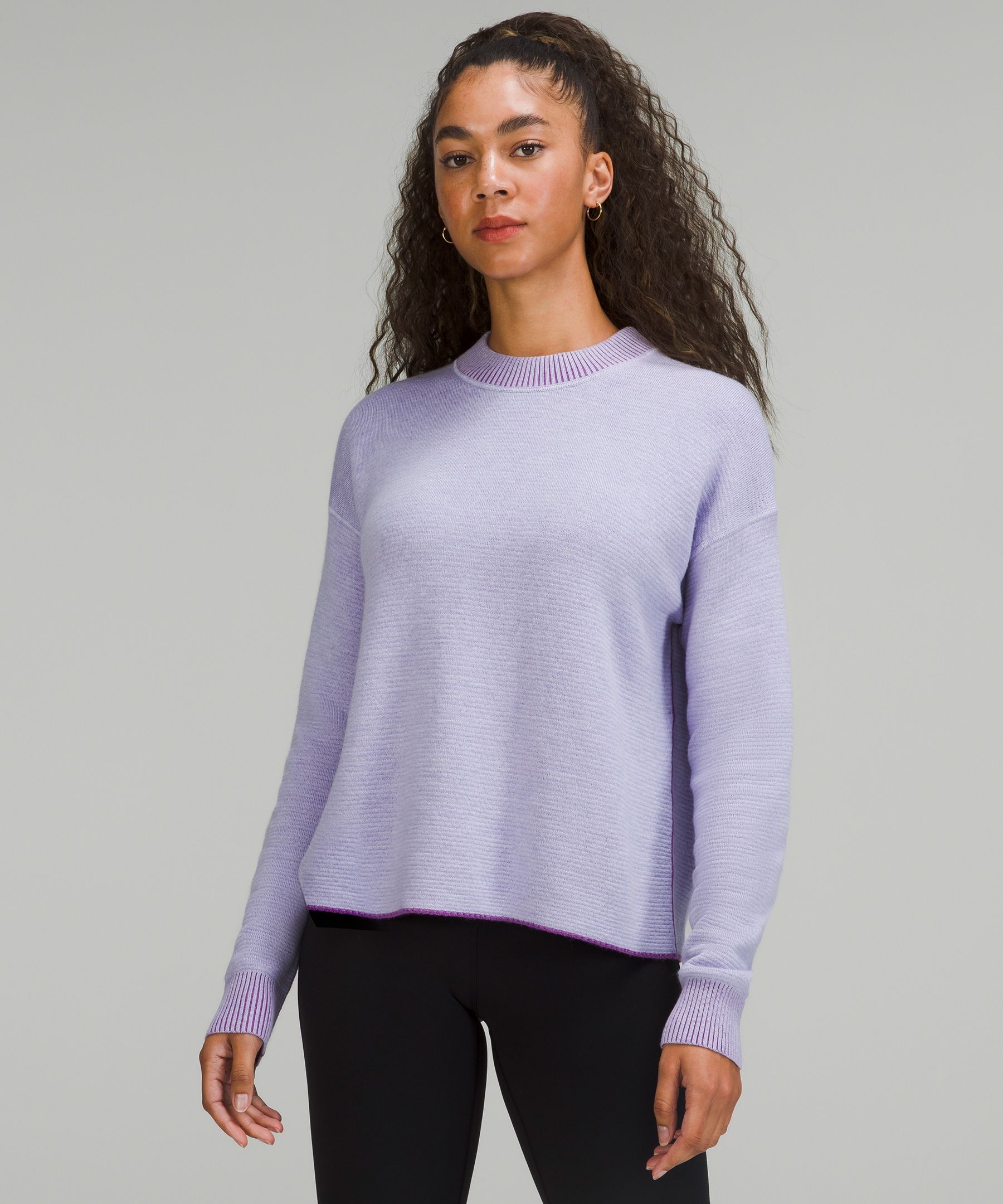 Reversible Double-Knit Crew Neck Sweater