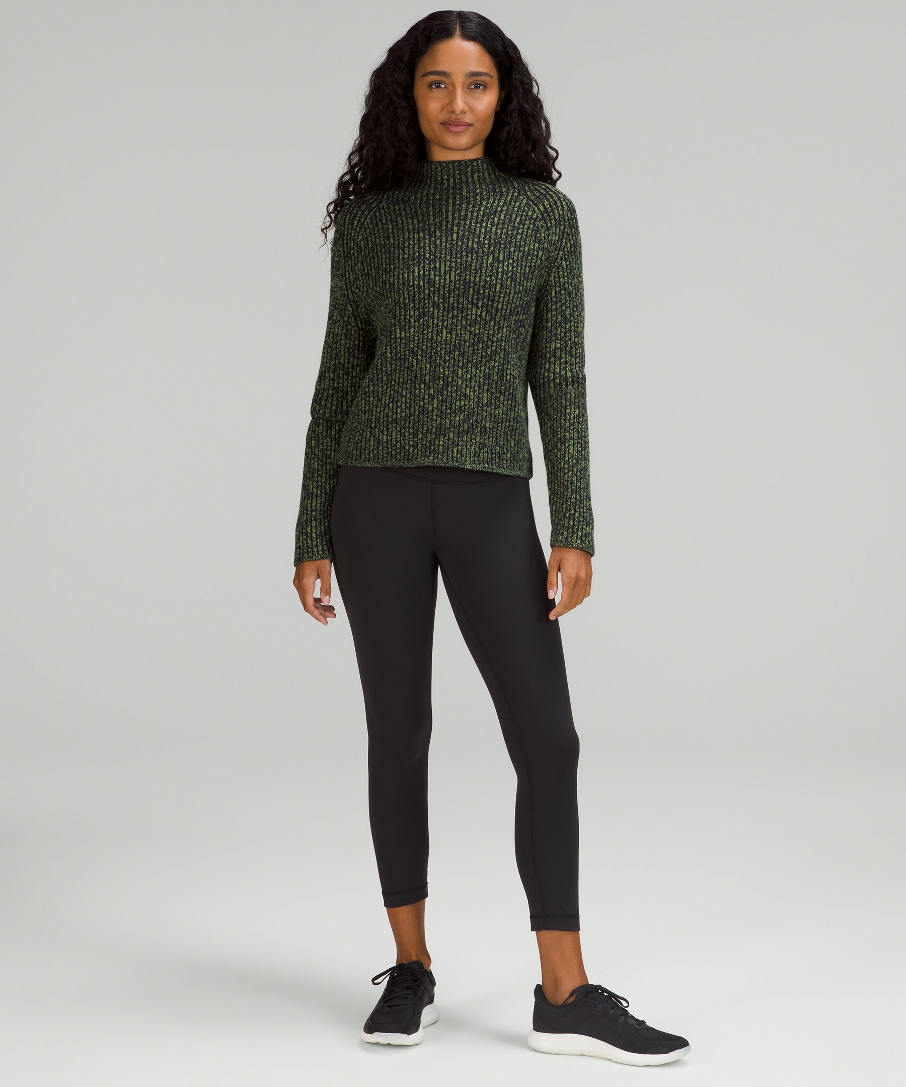 Long-Sleeve Mock-Neck Cashmere-Blend Sweater