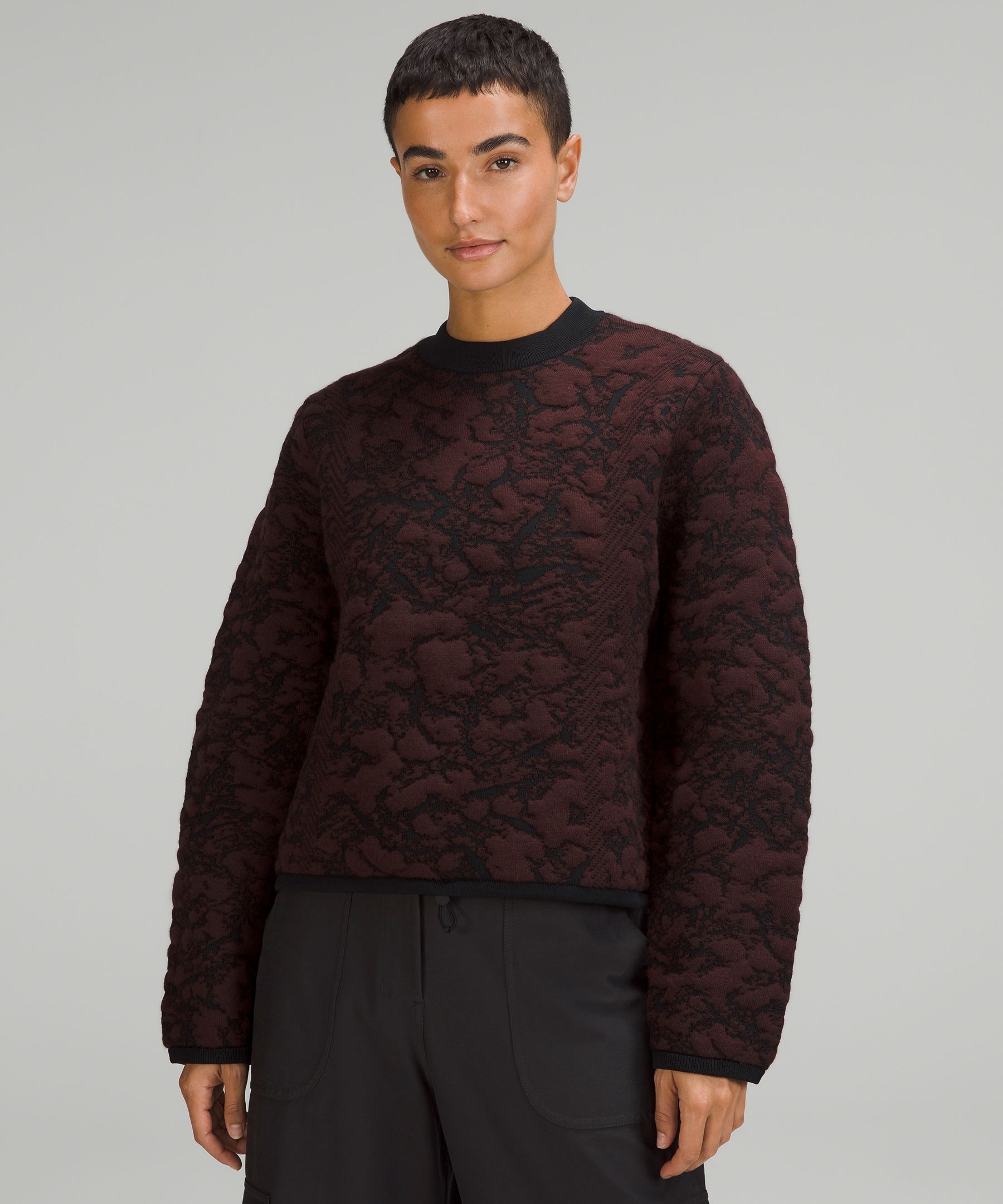 Men's Crewneck Sweater Cotton and Acrylic Blend Monogram Jacquard