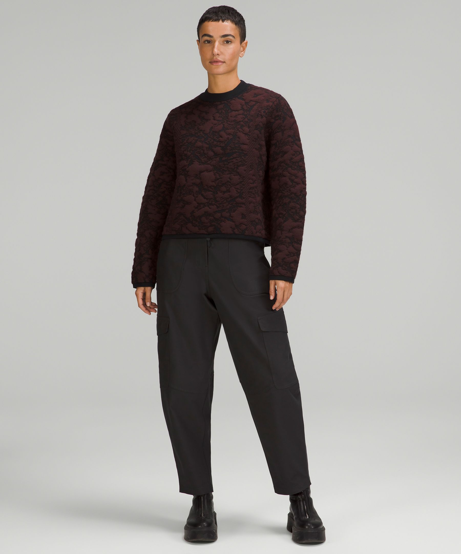 Lululemon Jacquard Multi-Texture Crew Neck Sweater - Heathered Smoked  Spruce - lulu fanatics