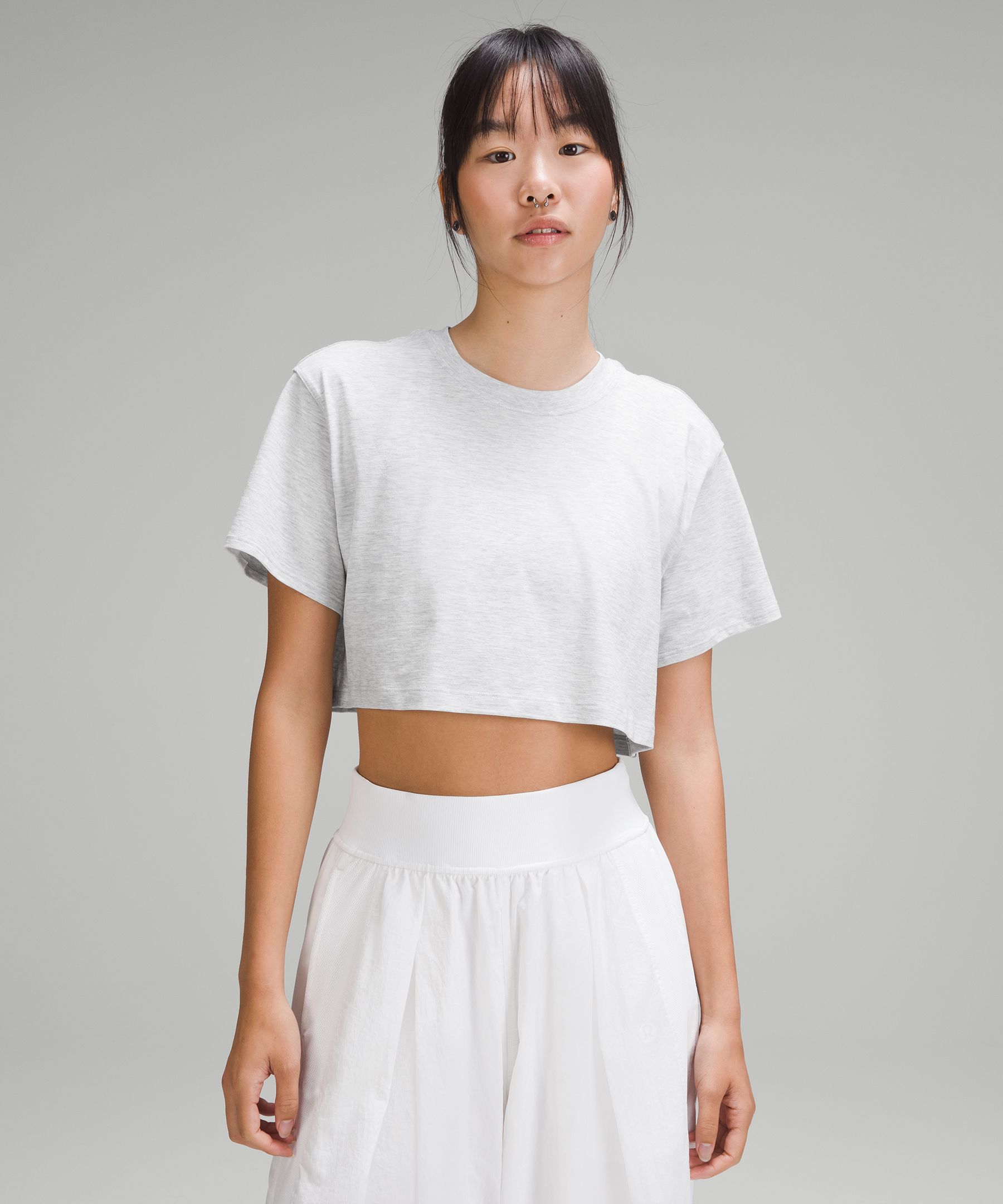 Lululemon All Yours Cropped Pima Cotton T-shirt In White