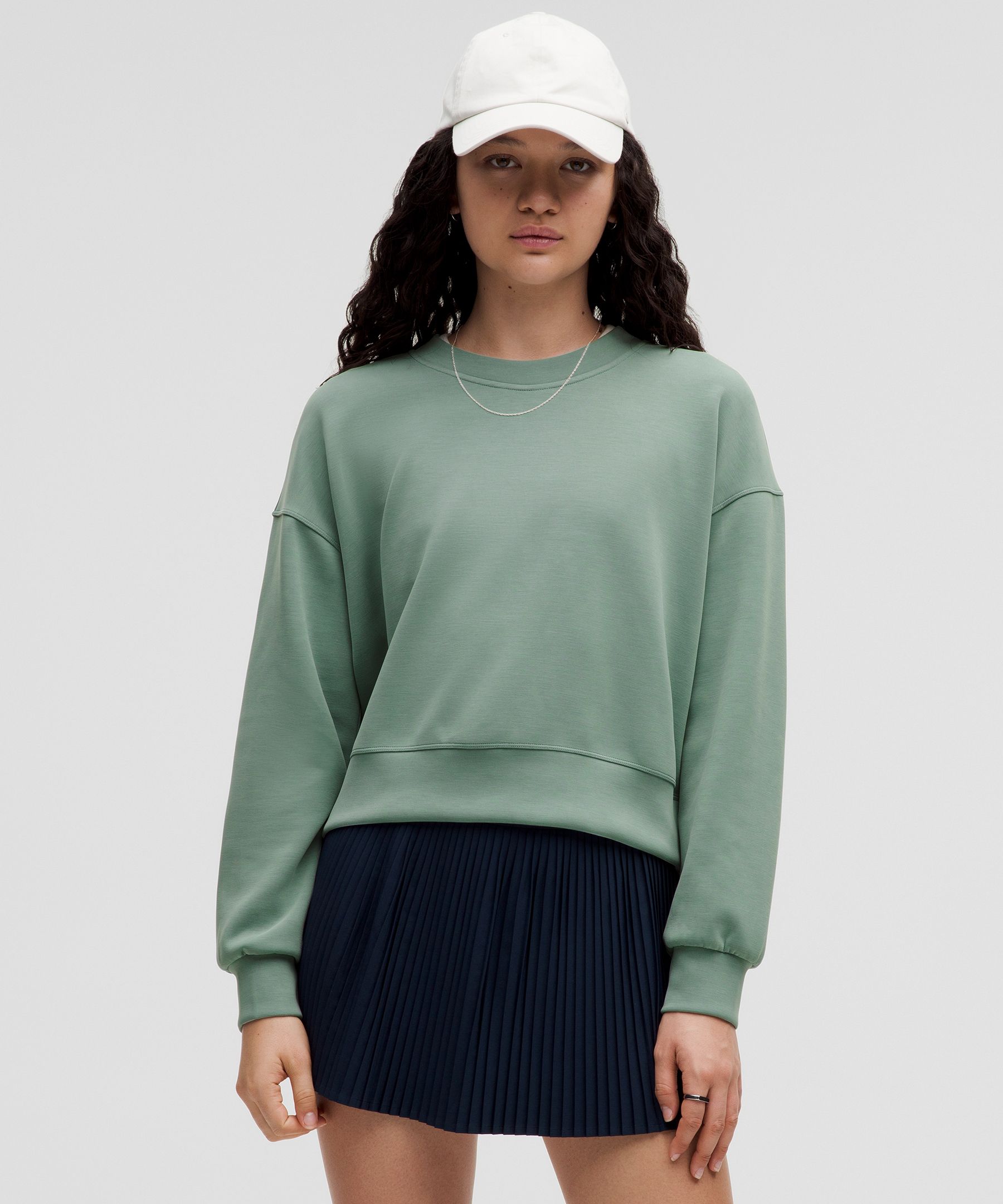 Softstreme Perfectly Oversized Cropped Crew - Blue,Pastel