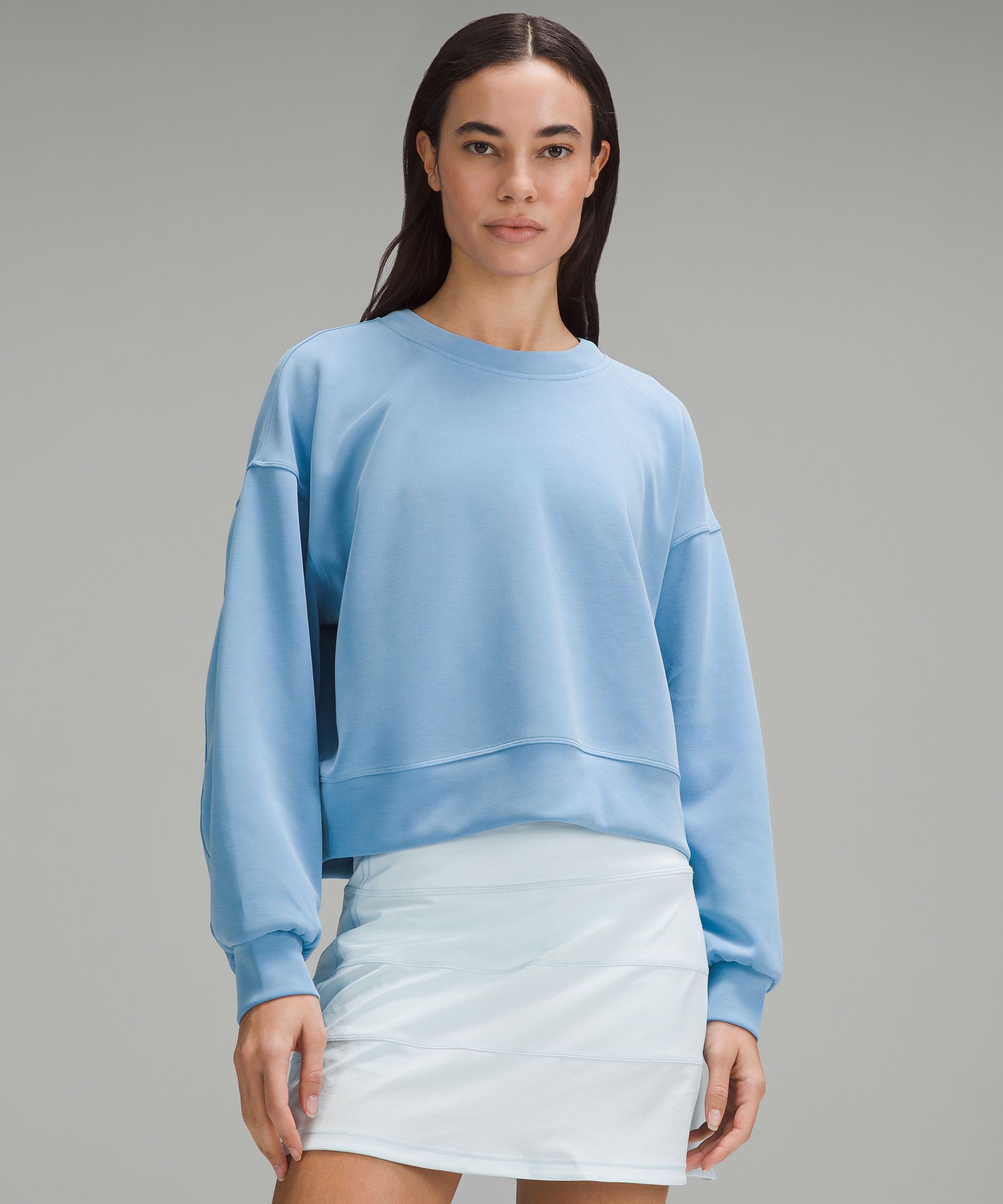 LULULEMON Softstreme Over-Sized Cropped Crew Sweatshirt Night Sea