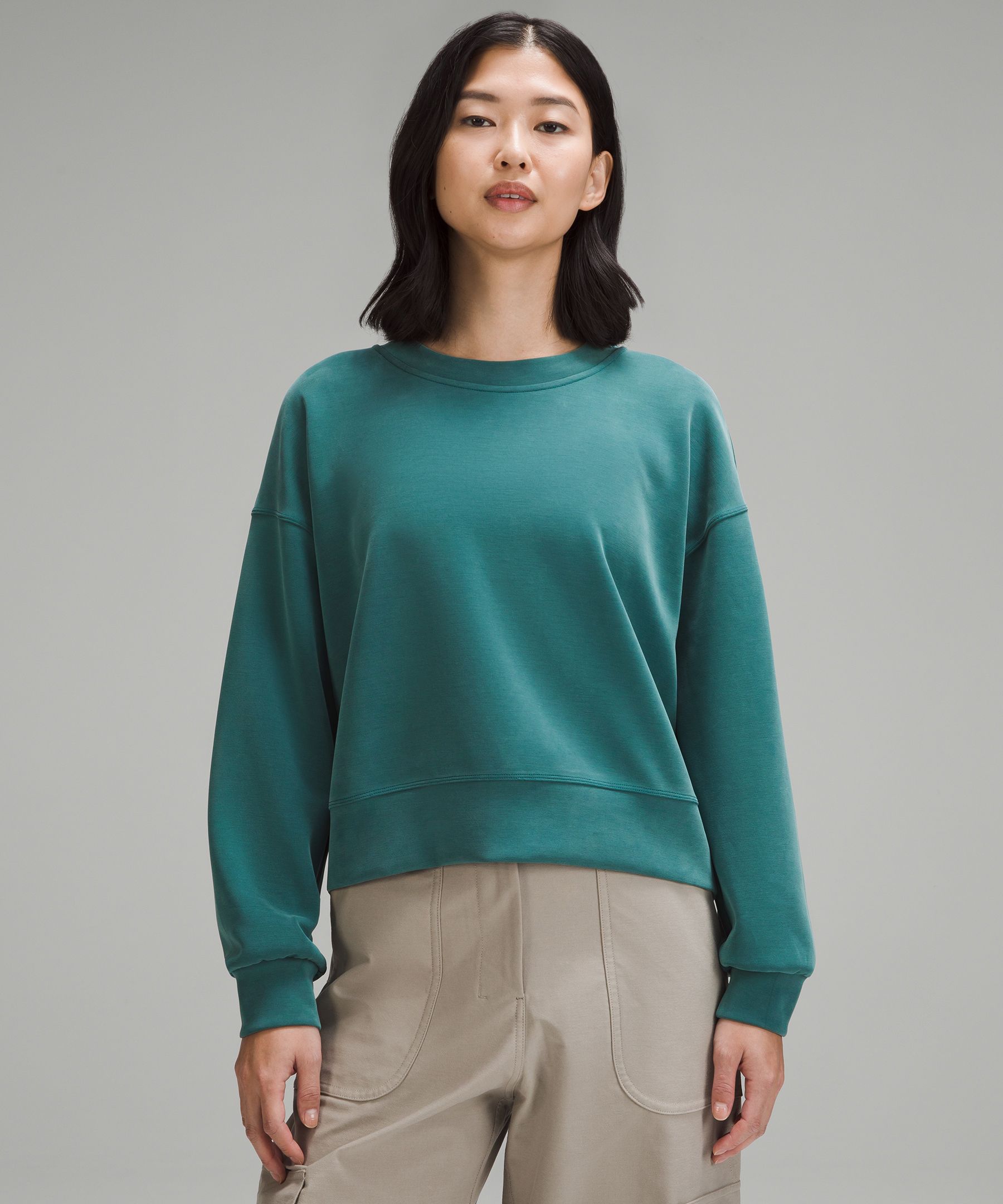 Supersoft Loose Crop Sweater Green