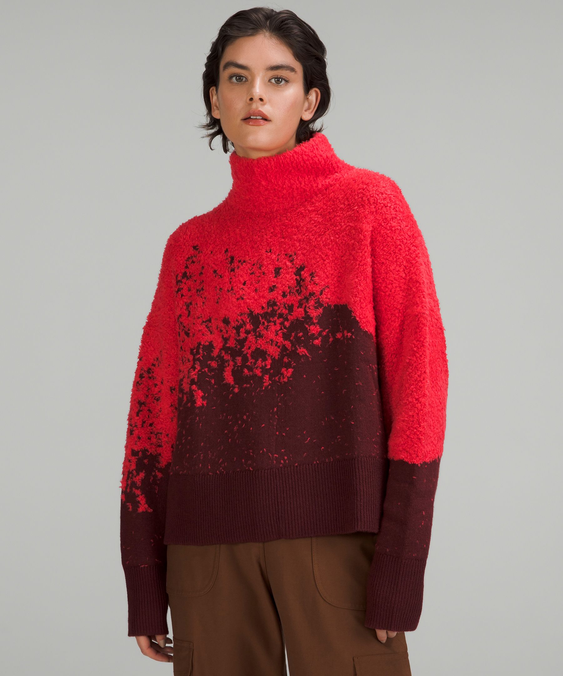 Ombre Knit Textured Turtleneck