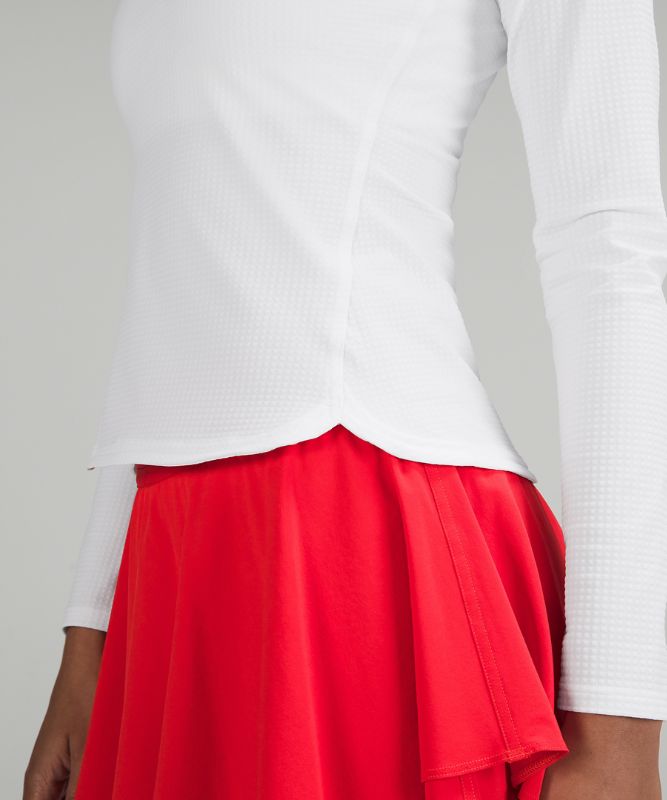 Grid-Texture Tennis Long-Sleeve Shirt