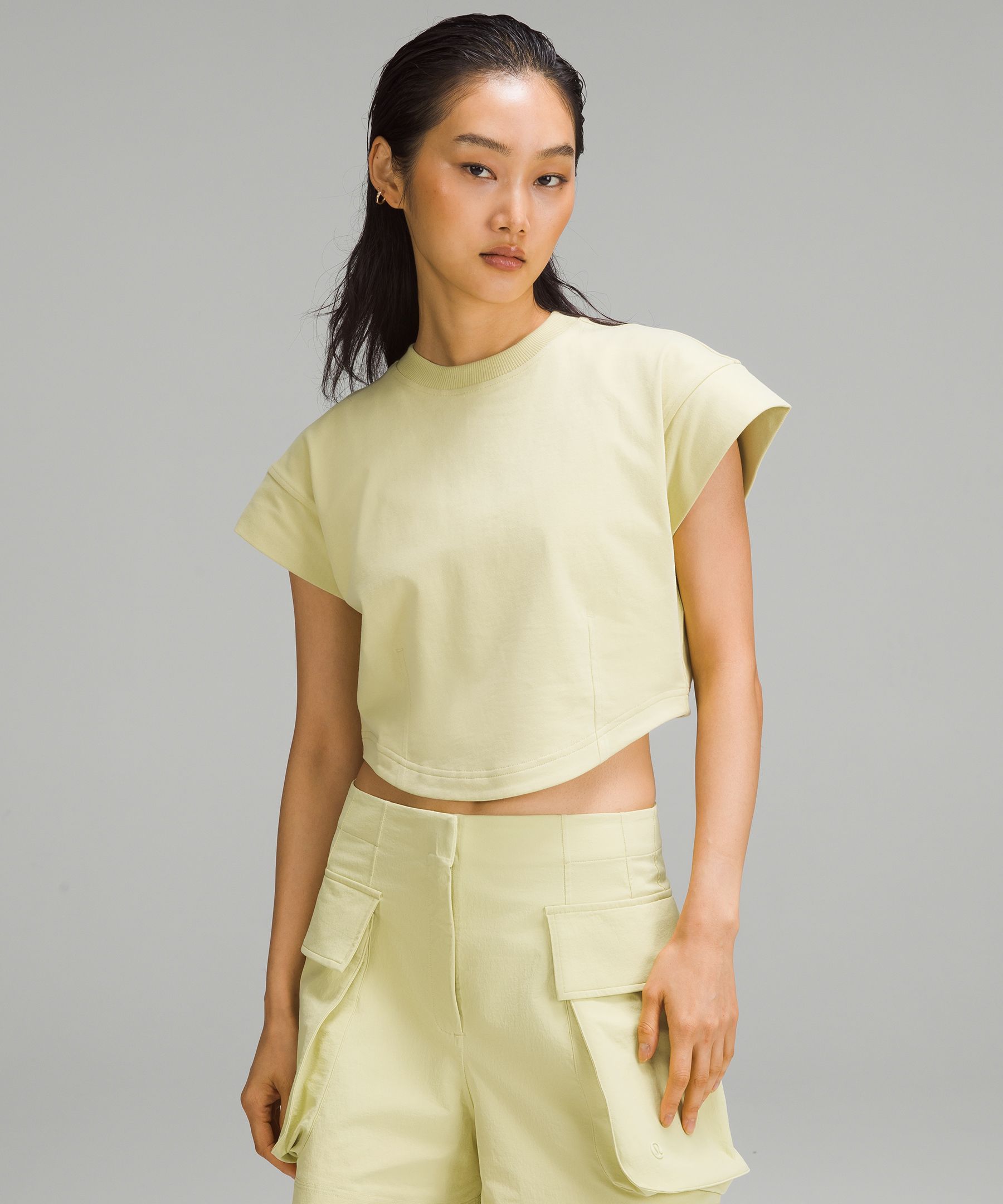 Lululemon Rulu Mock Neck Short Sleeve Shirt In Heathered Rainforest Green