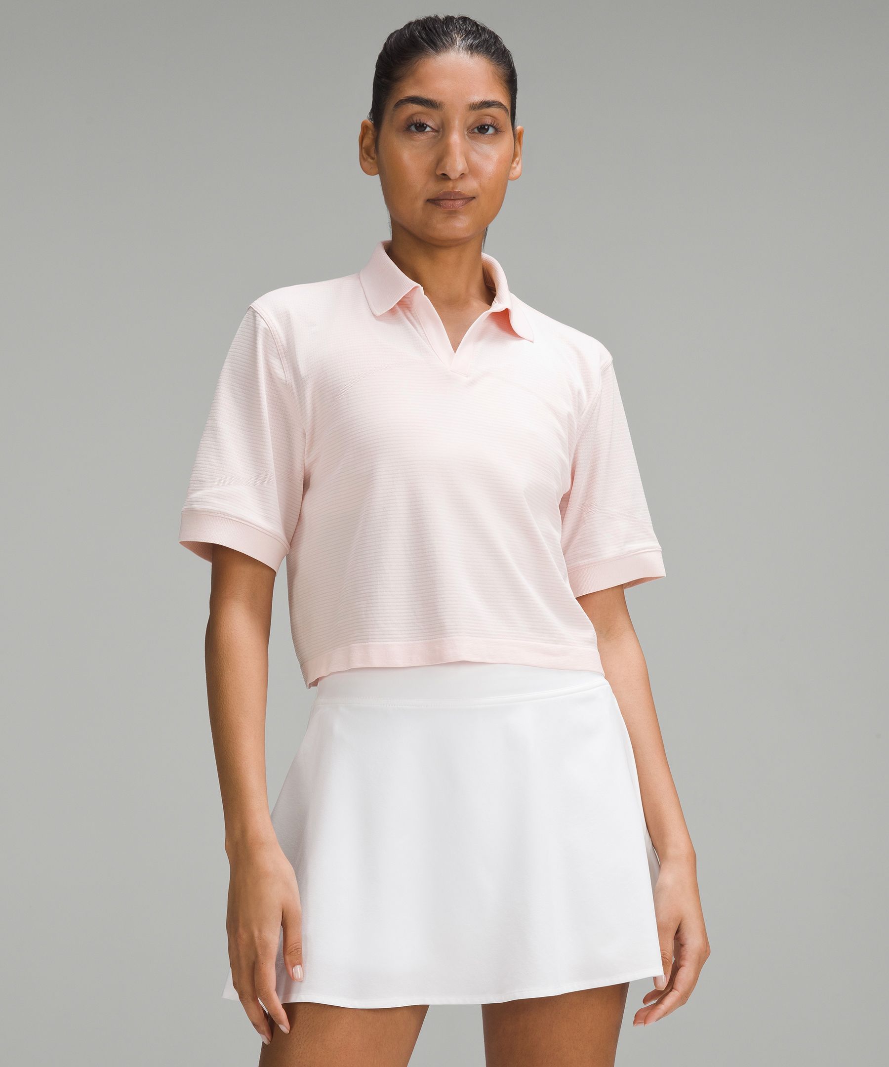 Women's Golf Cotton Polo Shirt Zipper Short Sleeves Slim Fit