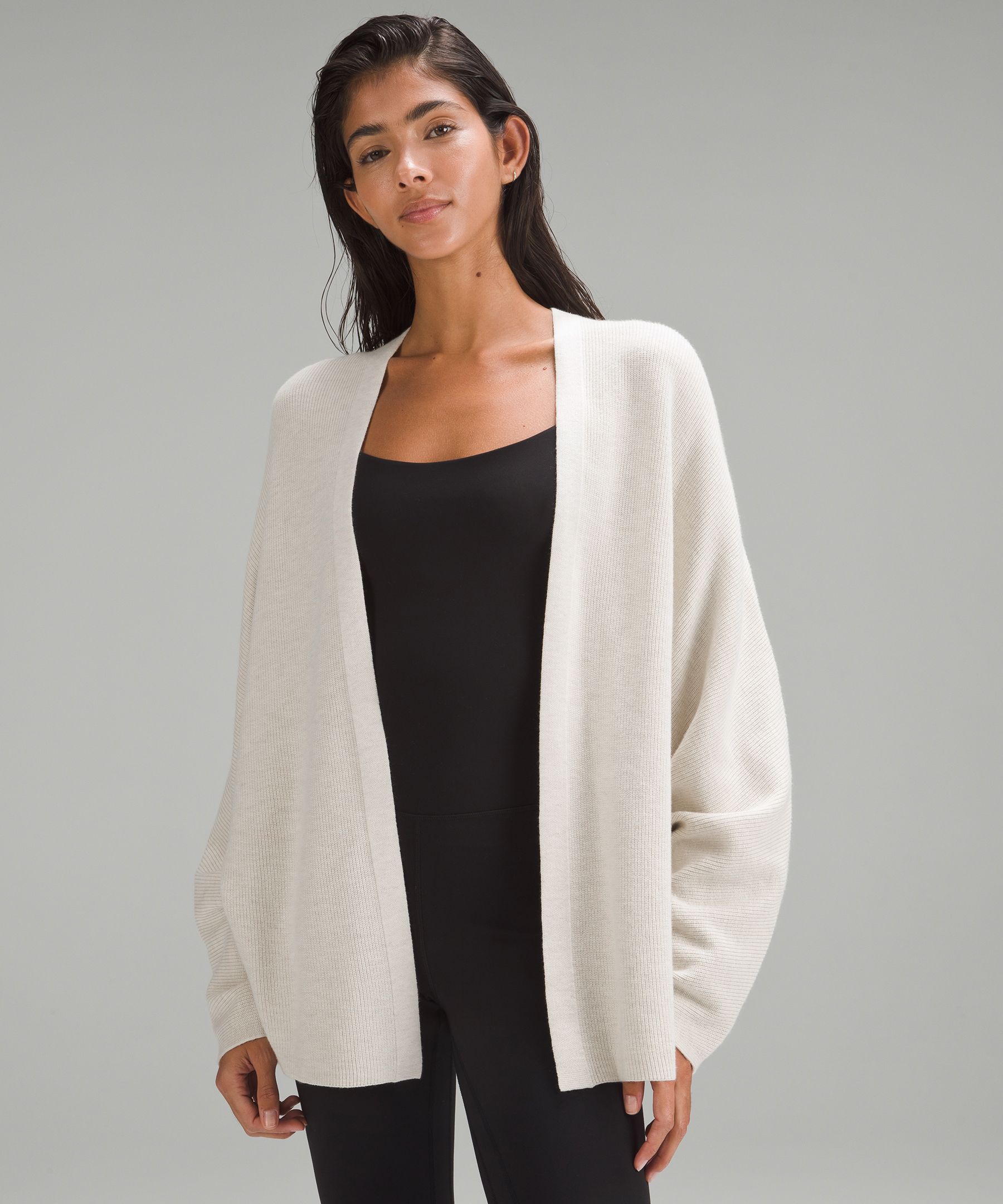 Boxy Cotton-Blend Knit Wrap, Sweaters