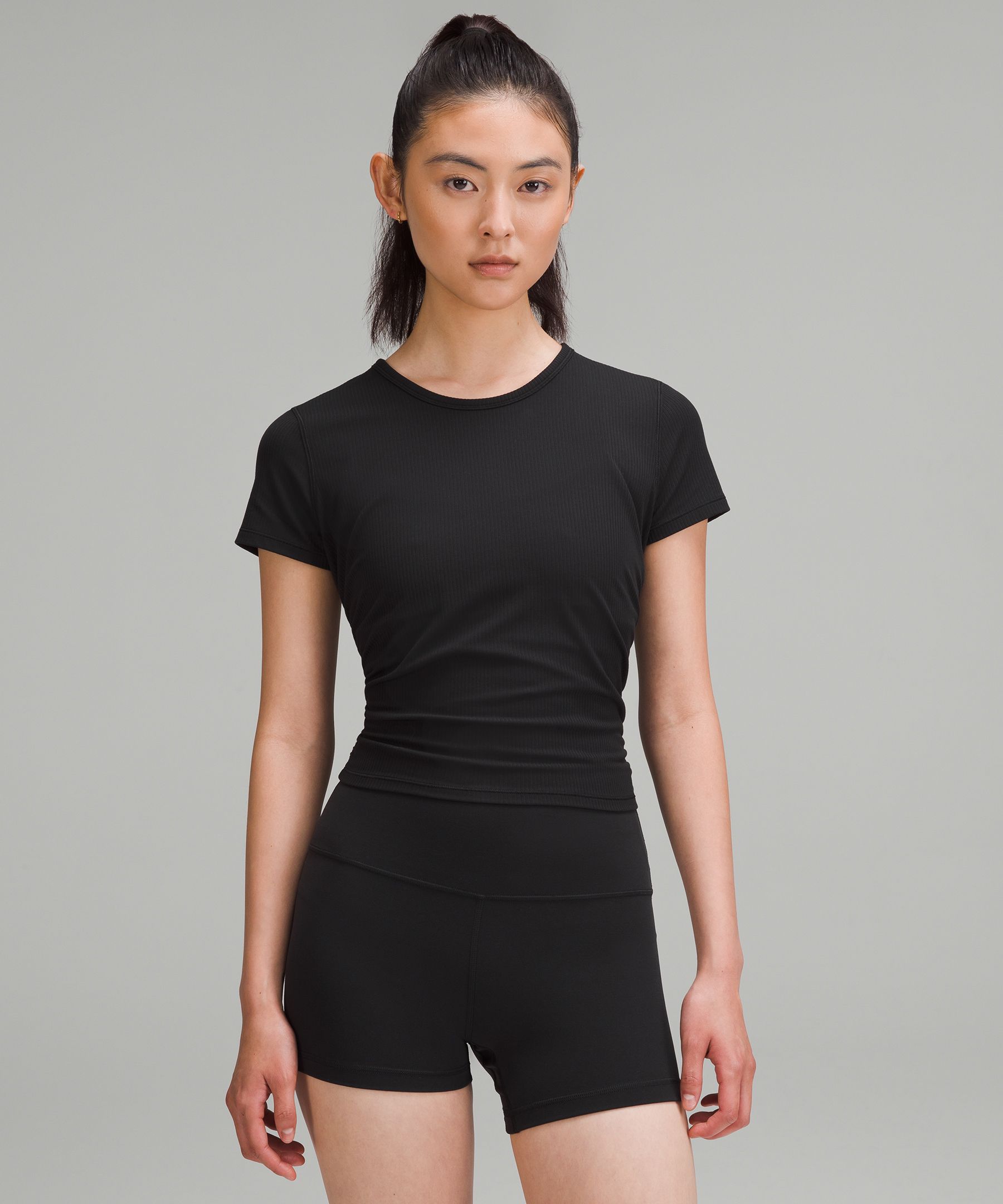 Lululemon Softstreme Gathered Black T-Shirt Athletic Tee Shirt