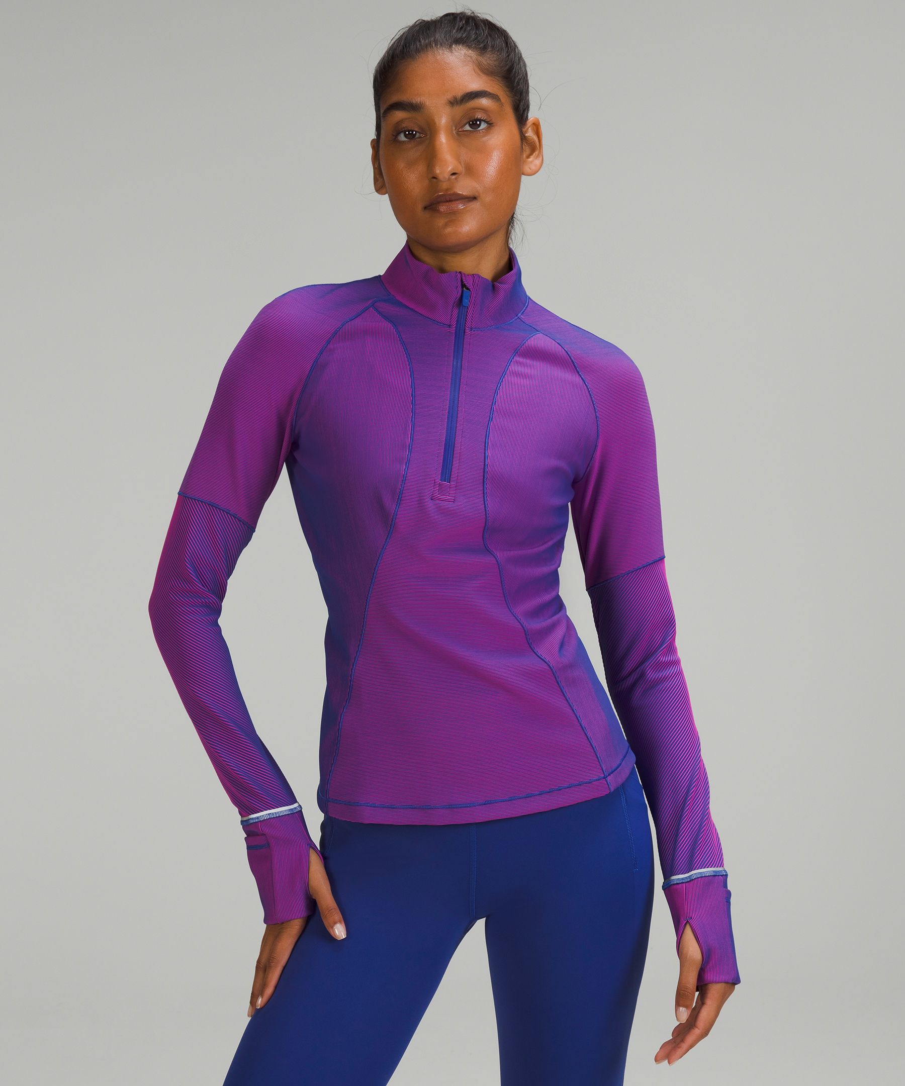 Lululemon Two-tone Ribbed Running Half Zip