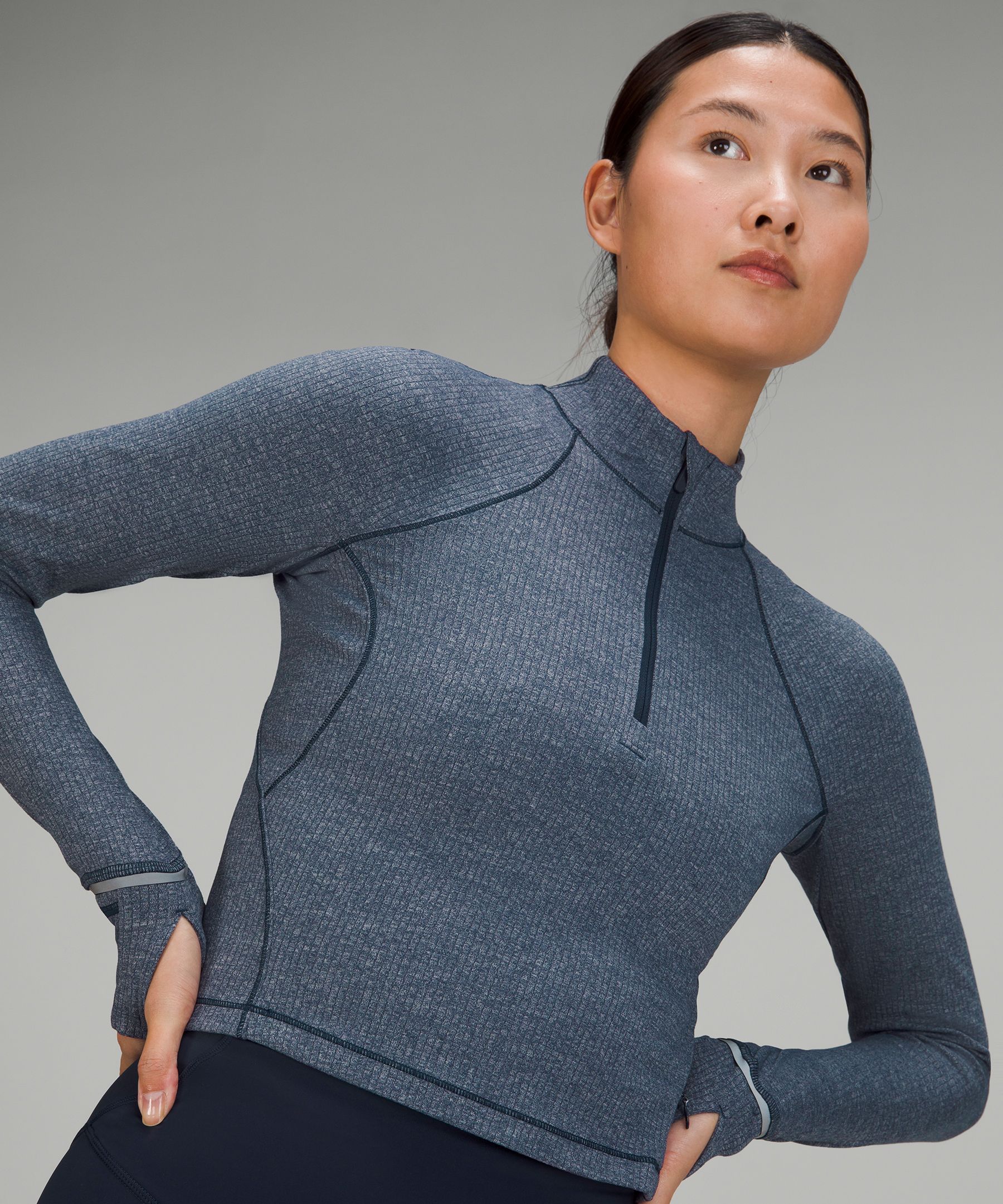 Lululemon It's Rulu Run Cropped Half Zip Ribbed