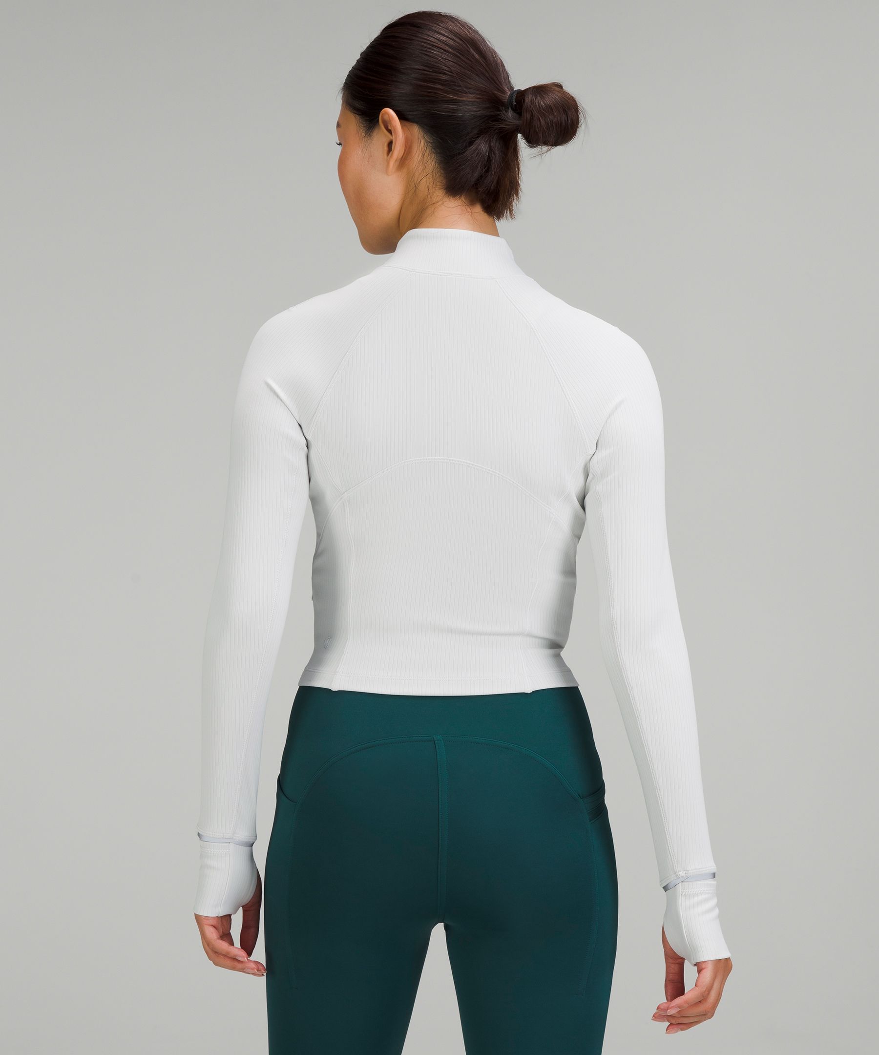 Lululemon It's Rulu Run Ribbed Cropped Half Zip New HTTN Heathered