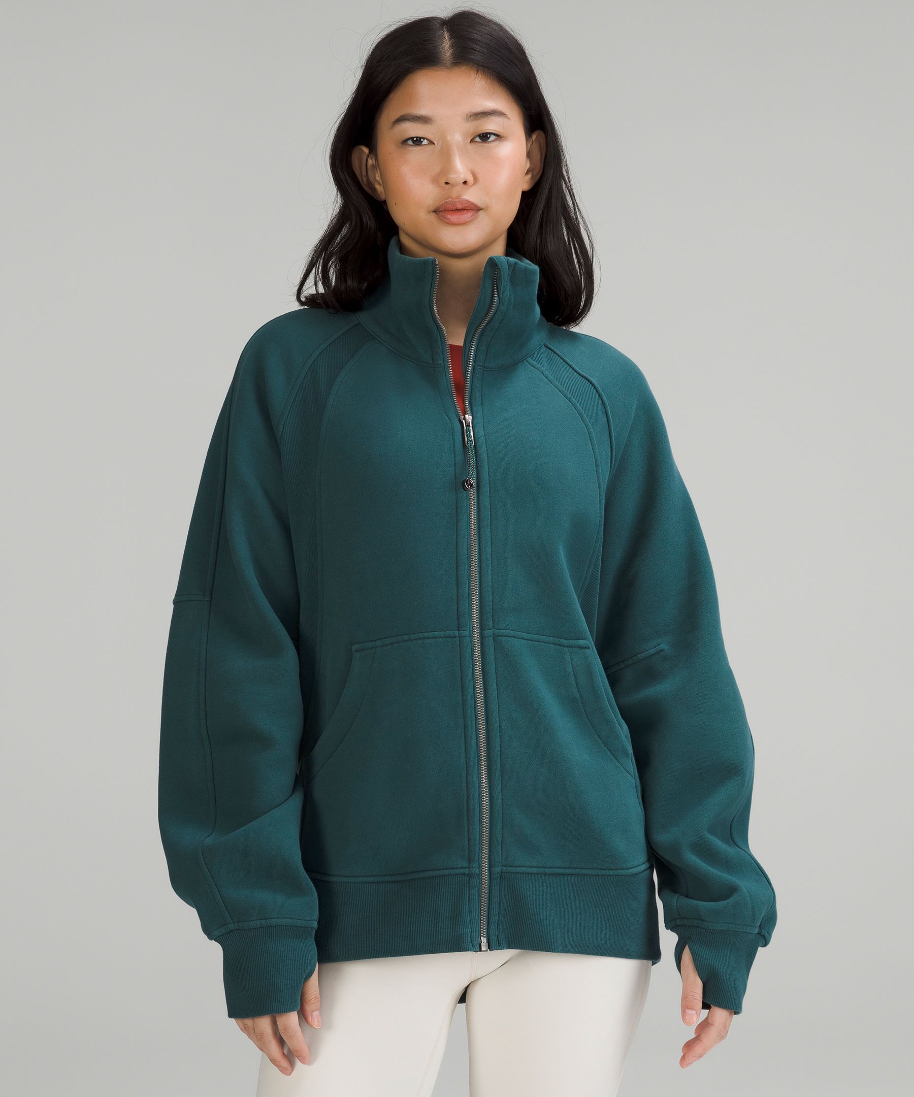 Lululemon Scuba Oversized Funnel-neck Full Zip In Green