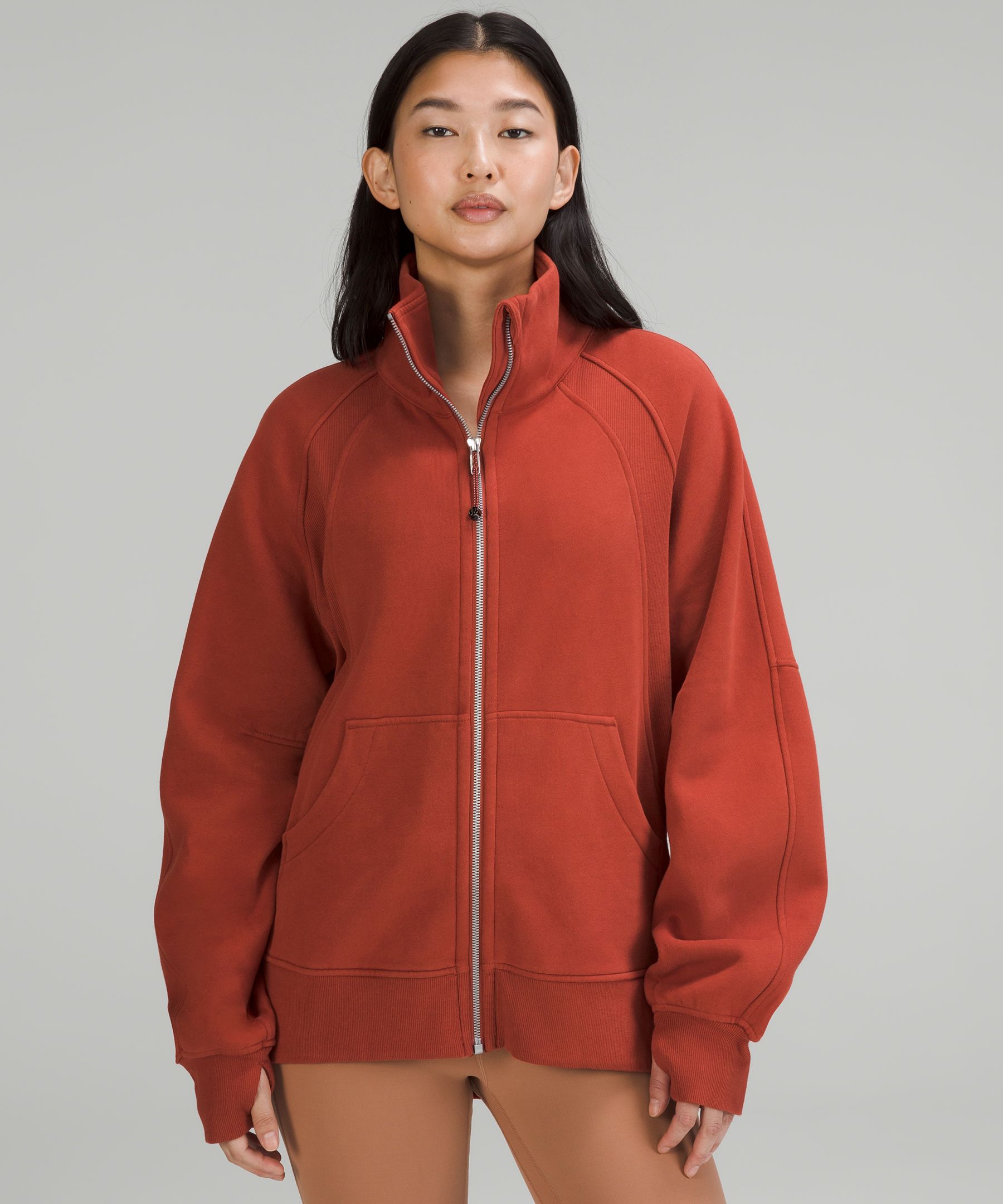 Lululemon Scuba Oversized Funnel-neck Full Zip In Red