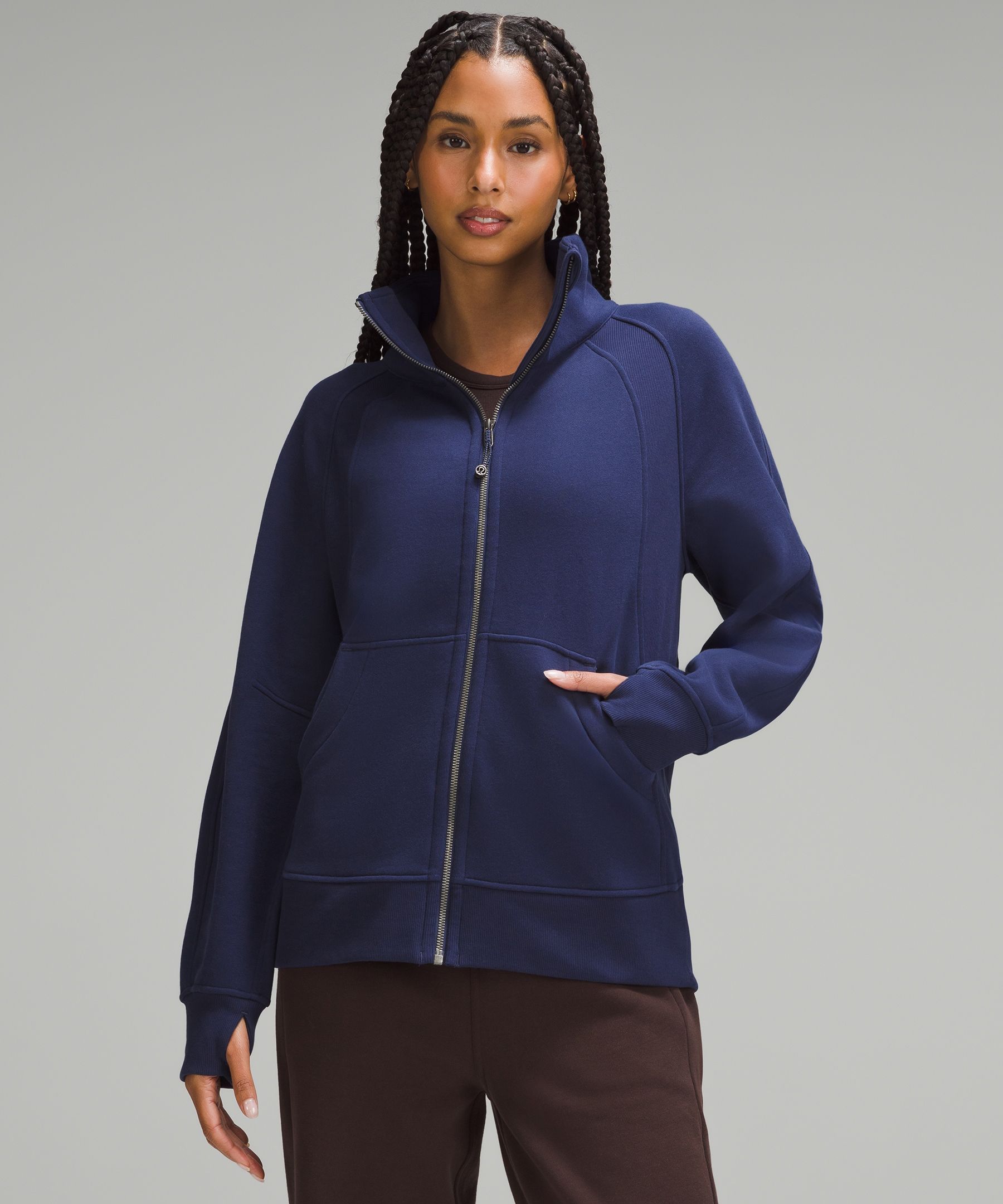 Navy Scuba half-zip cotton-blend cropped sweatshirt