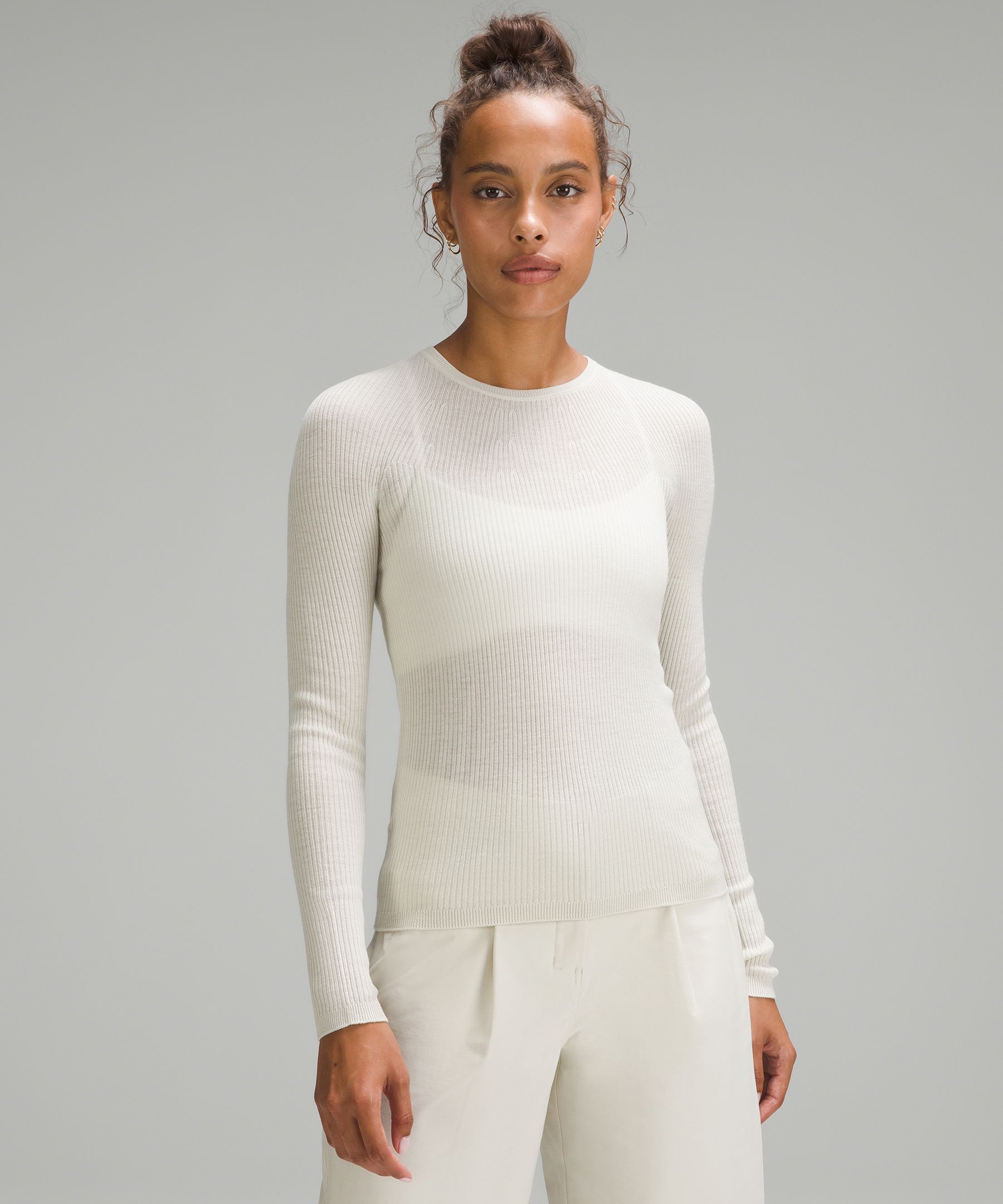 Lululemon Ribbed Wool-Silk-Blend Light Sweater